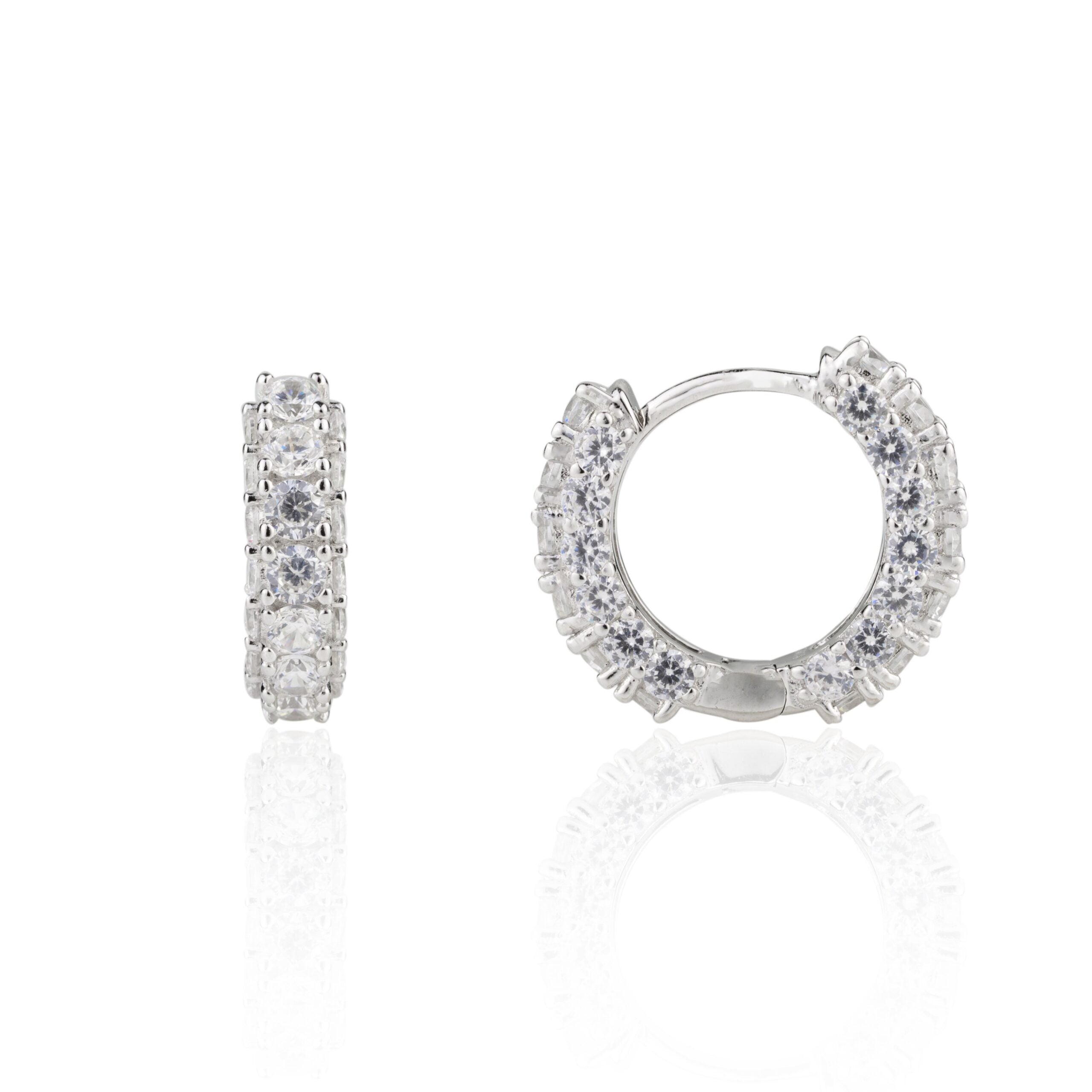 Silver Dainty Hoops with Sparkling Cz gemstones