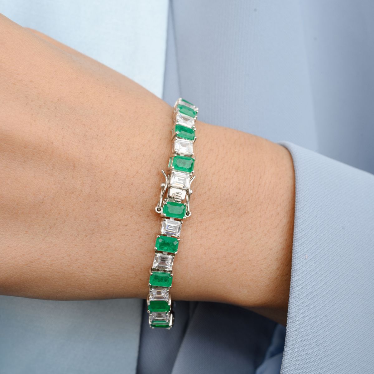 Octagon Emerald Tennis Bracelet