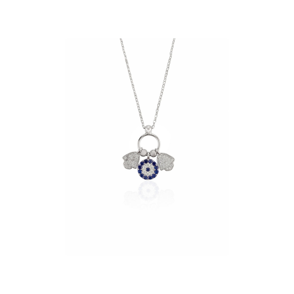 Evil Eye Multi Charms Dainty Silver Necklace