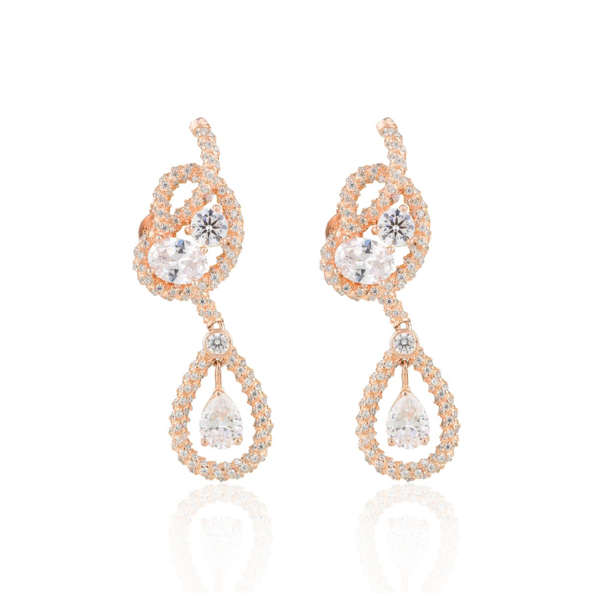 White Cz Diamond Drop Stud Earrings.