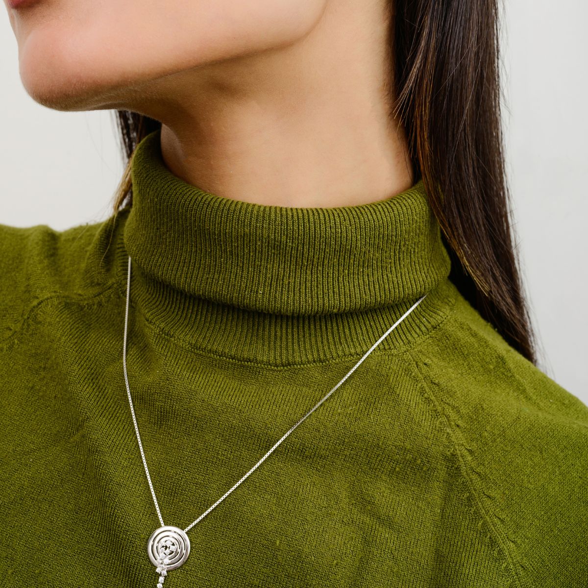 Silver Spiral Circle Pendant set with Earrings