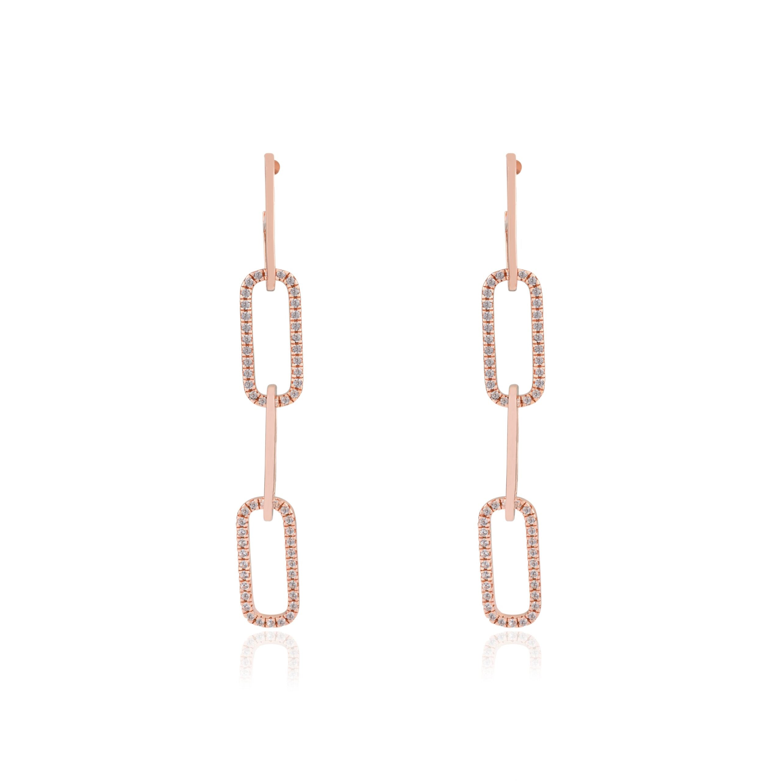 Elegant Paperclip Shape Link Chain Earrings