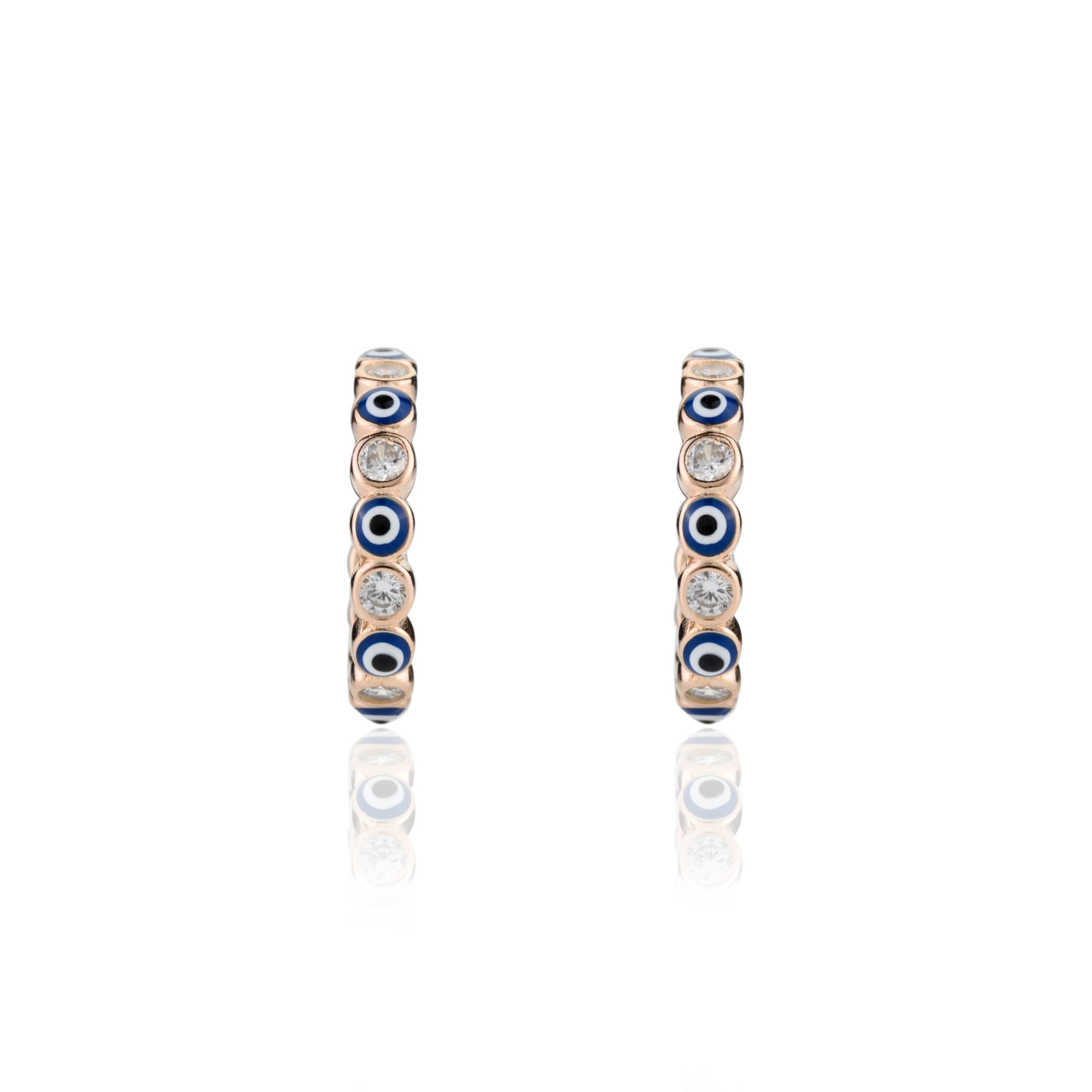 Evil Eye Protection Open Hoop Stud Earrings