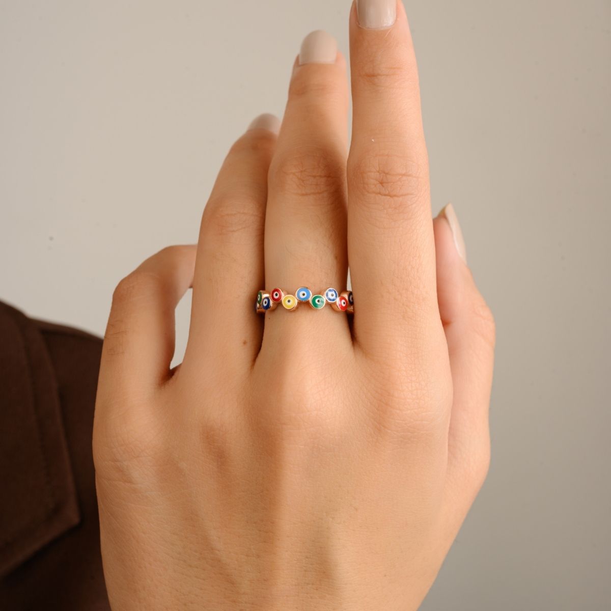 Rose gold Multi Evil Eye Charm Ring