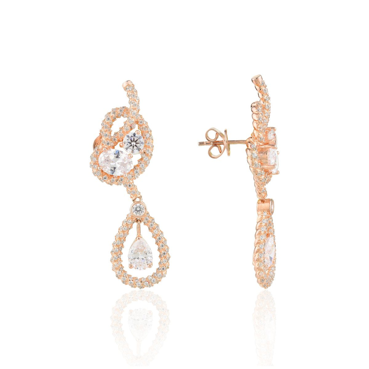 White Cz Diamond Drop Stud Earrings.