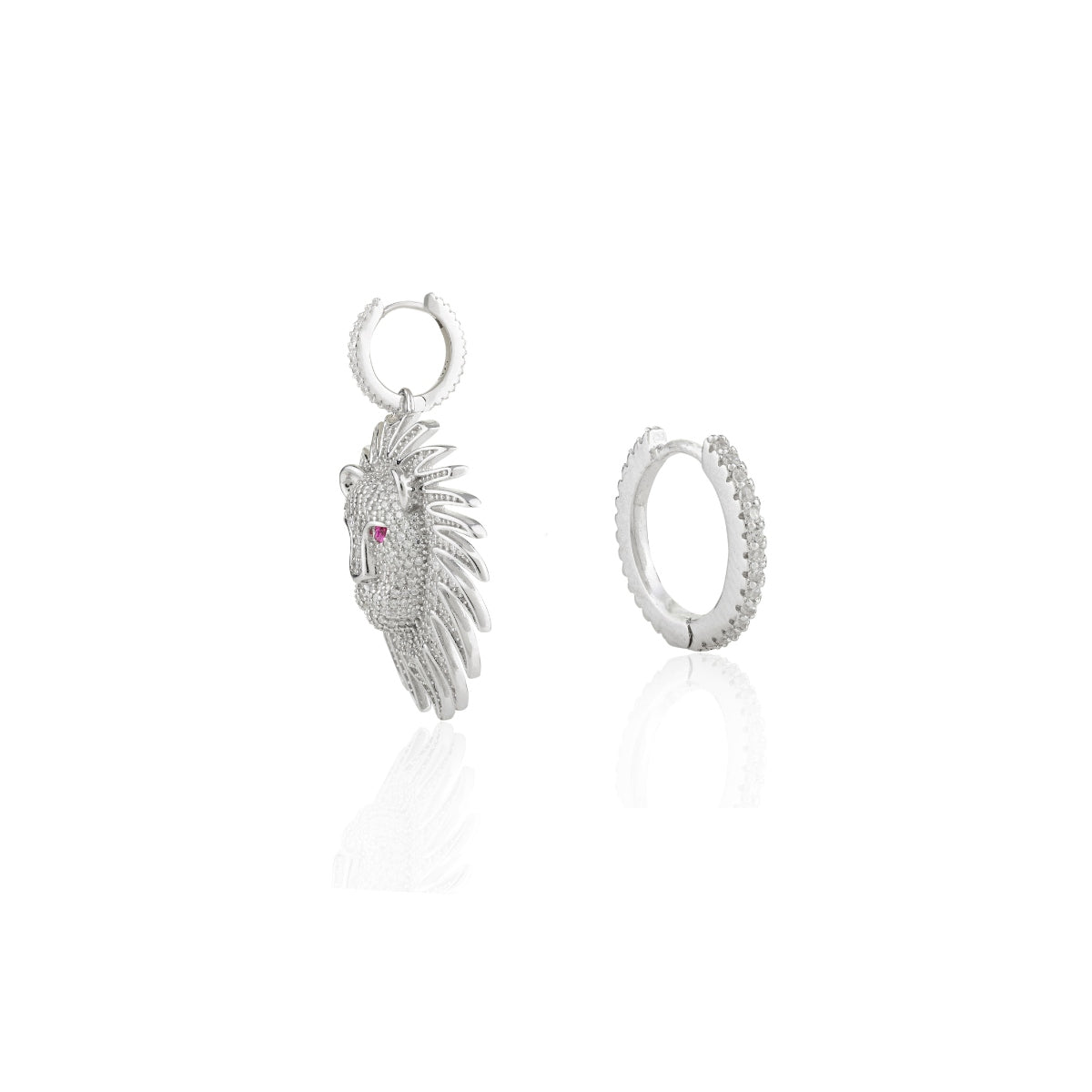 Leo Lion Charm Hoop Earrings