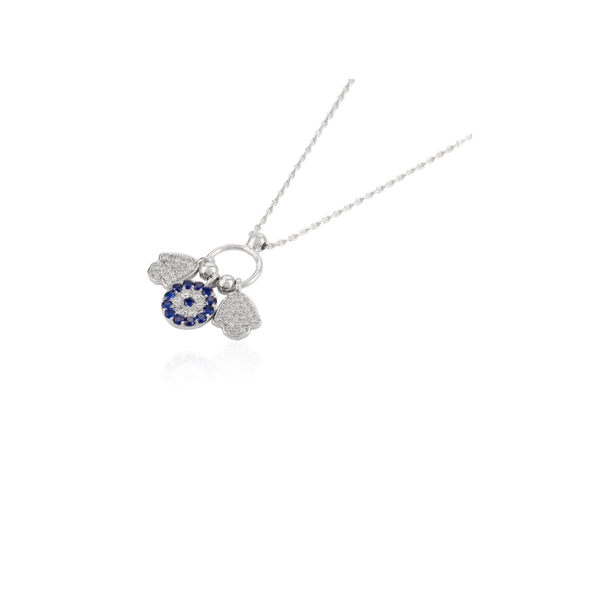 Evil Eye Multi Charms Dainty Silver Necklace