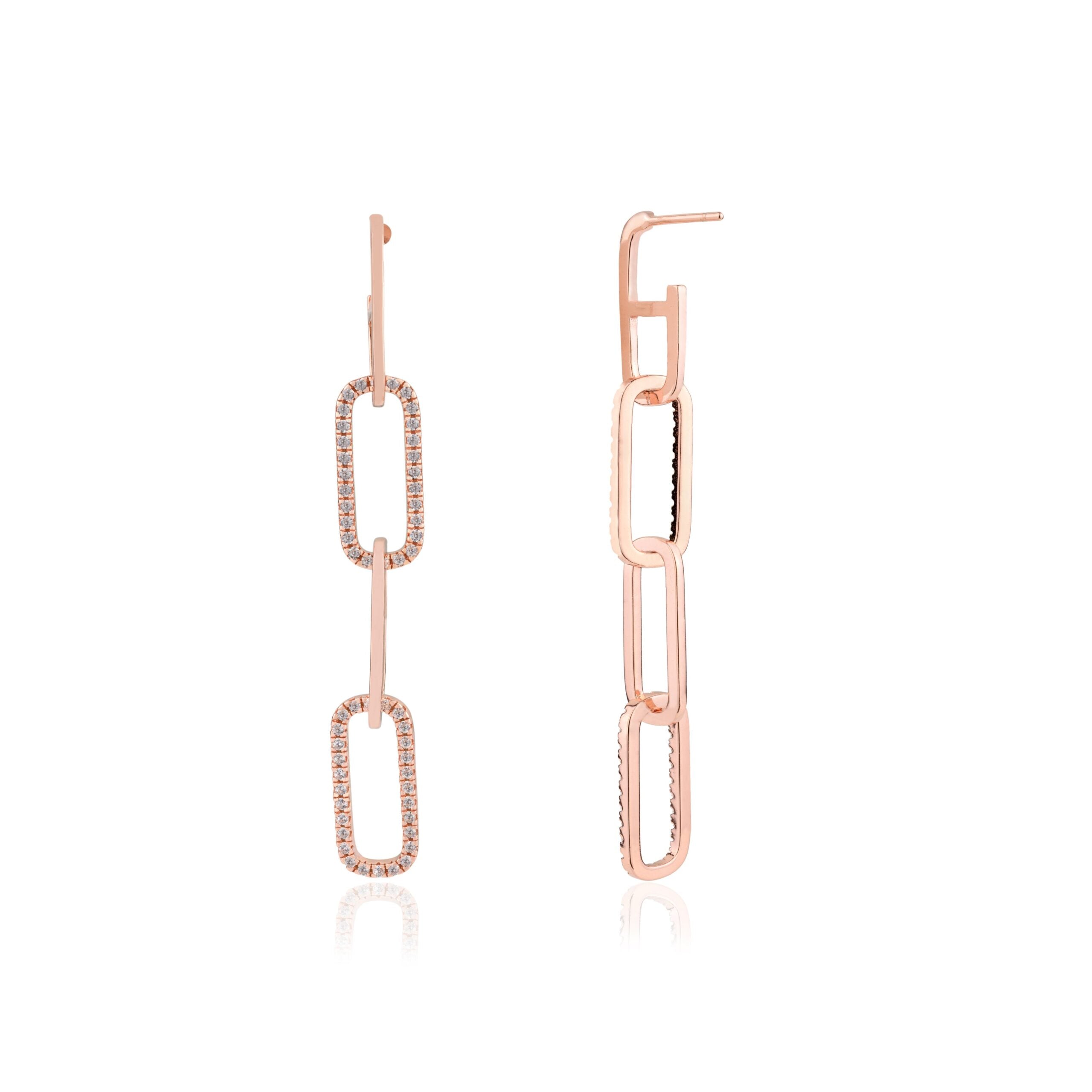 Elegant Paperclip Shape Link Chain Earrings