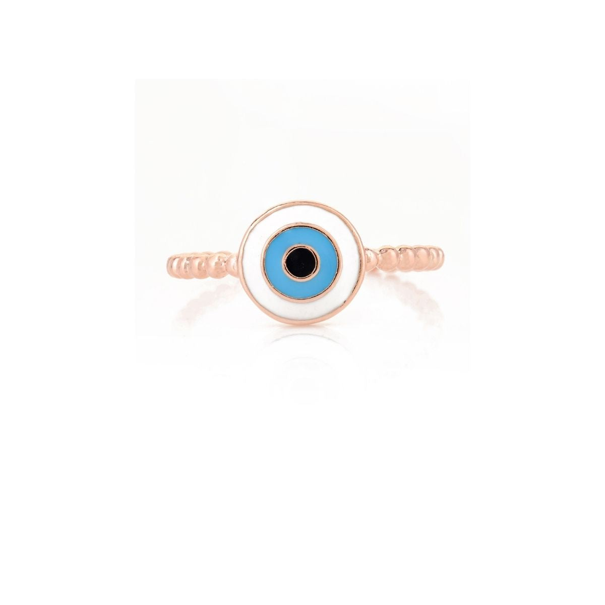 Light Blue Evil Eye Charm Silver Ring