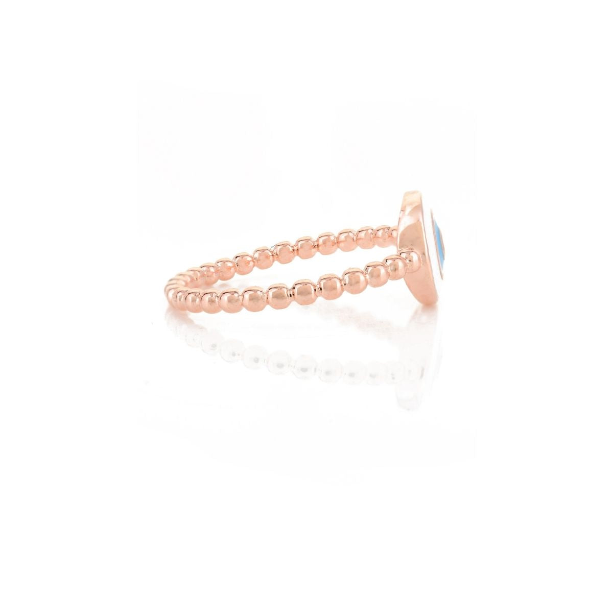 Light Blue Evil Eye Charm Silver Ring