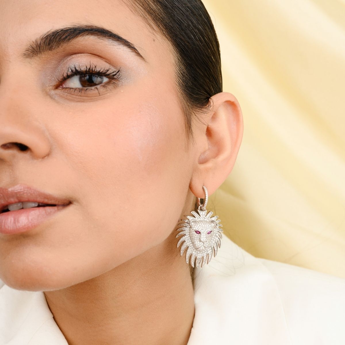 Leo Lion Charm Hoop Earrings