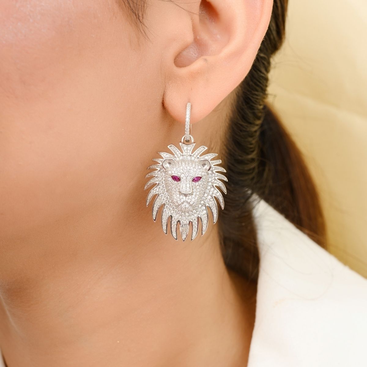 Leo Lion Charm Hoop Earrings