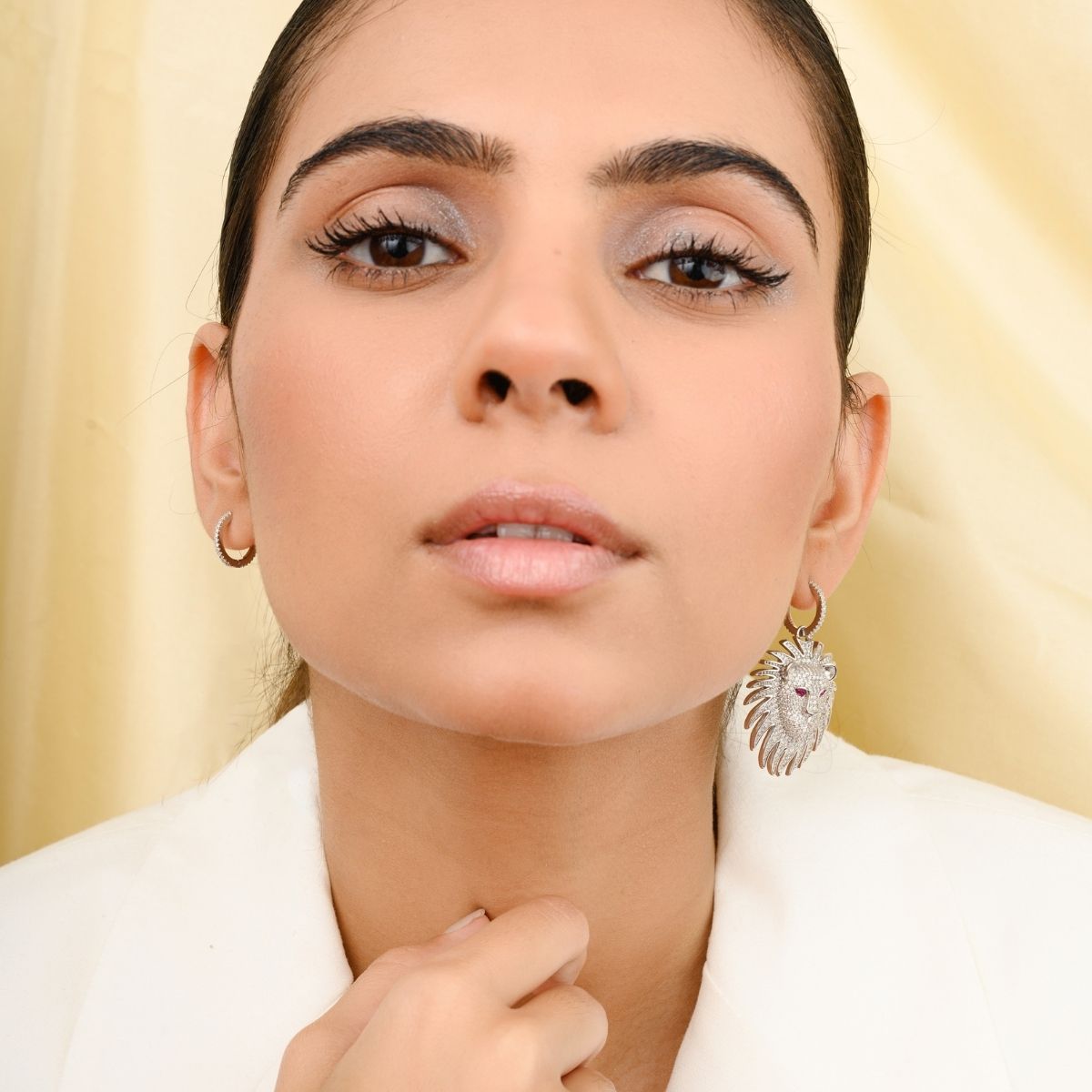 Leo Lion Charm Hoop Earrings