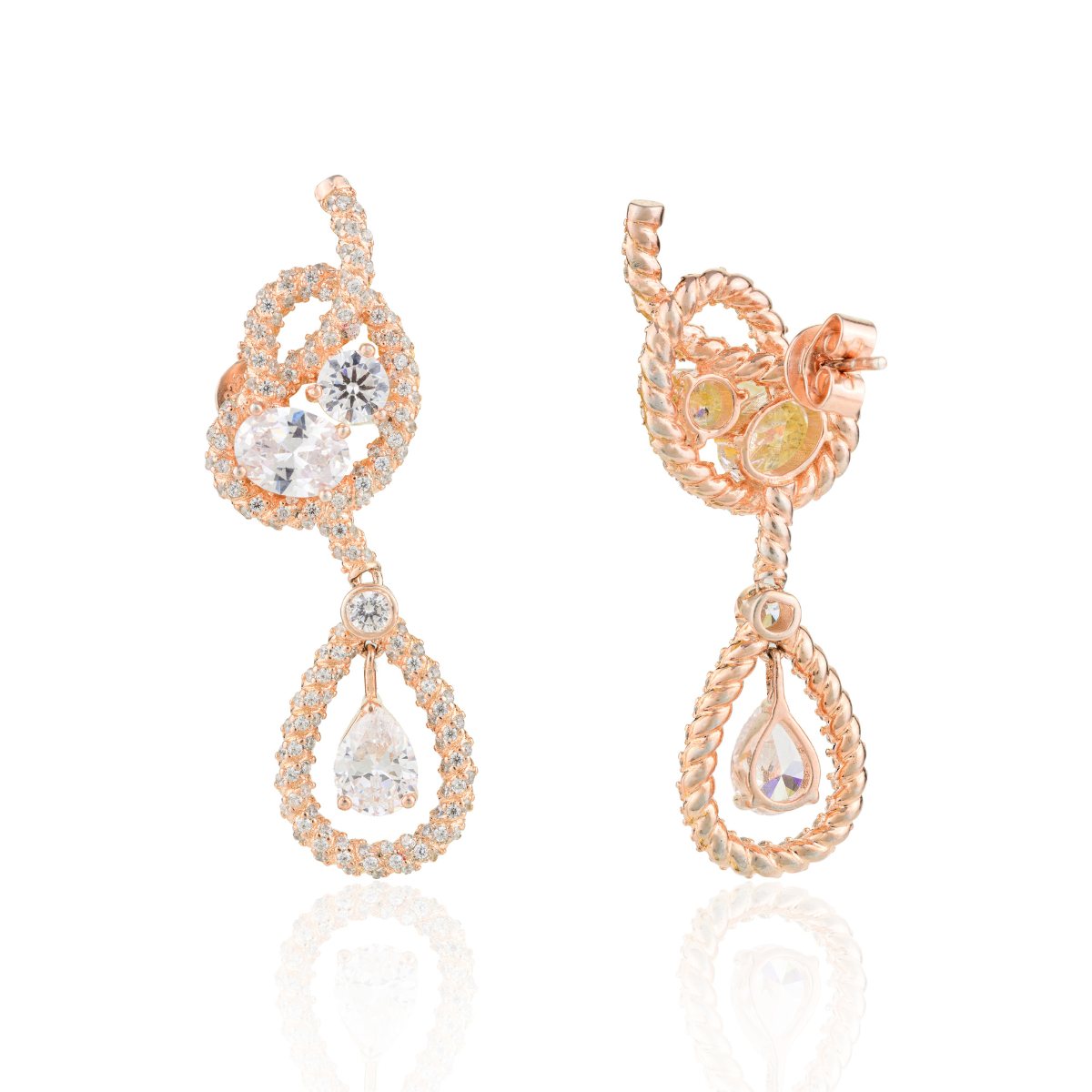 White Cz Diamond Drop Stud Earrings.