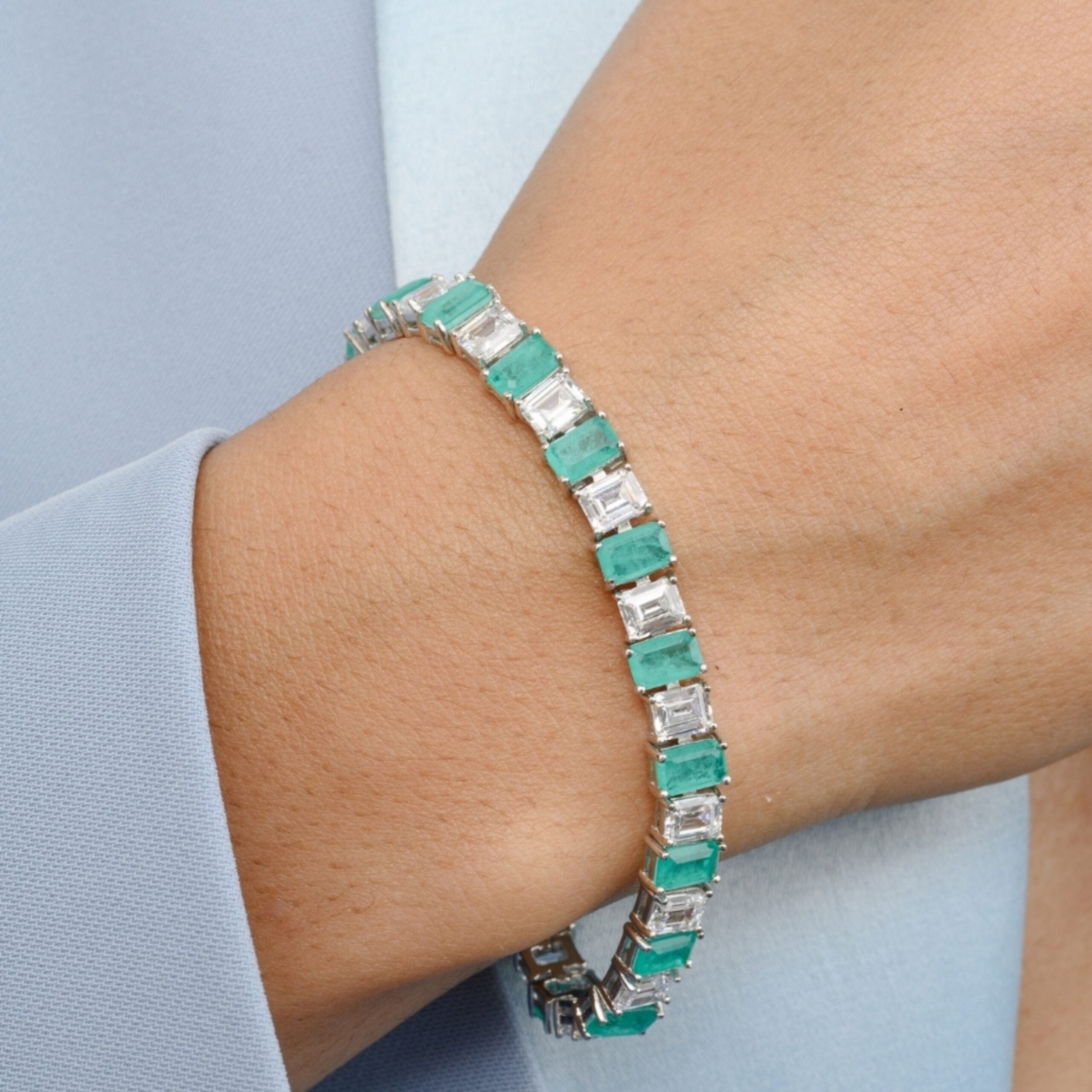 Octagon Emerald Tennis Bracelet