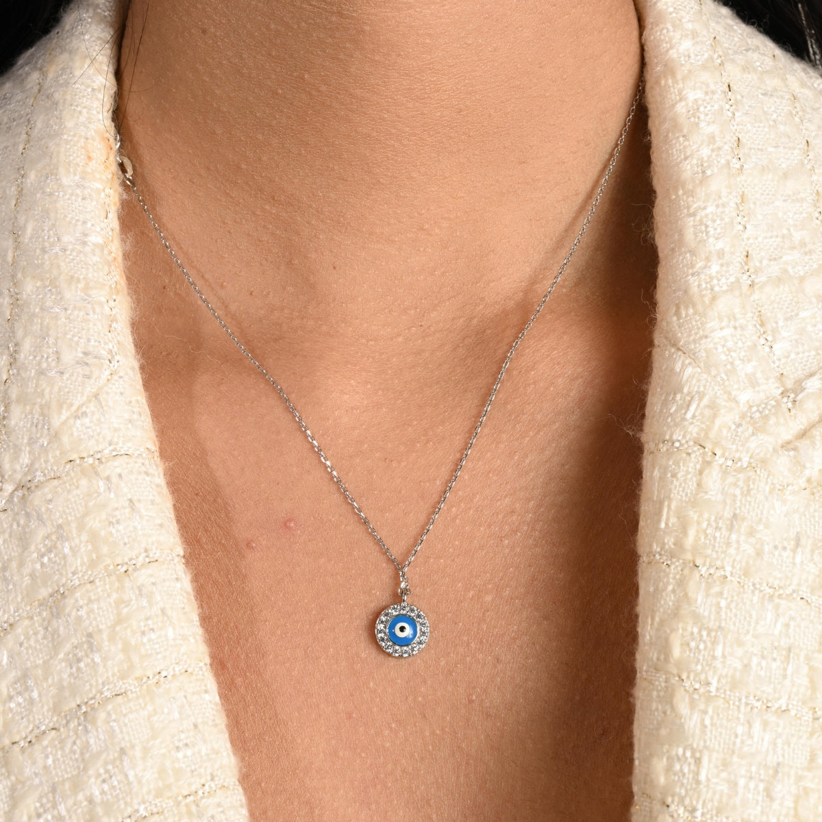 Blue Evil Eye Necklace - 925 Silver Charm for Luck and Protection