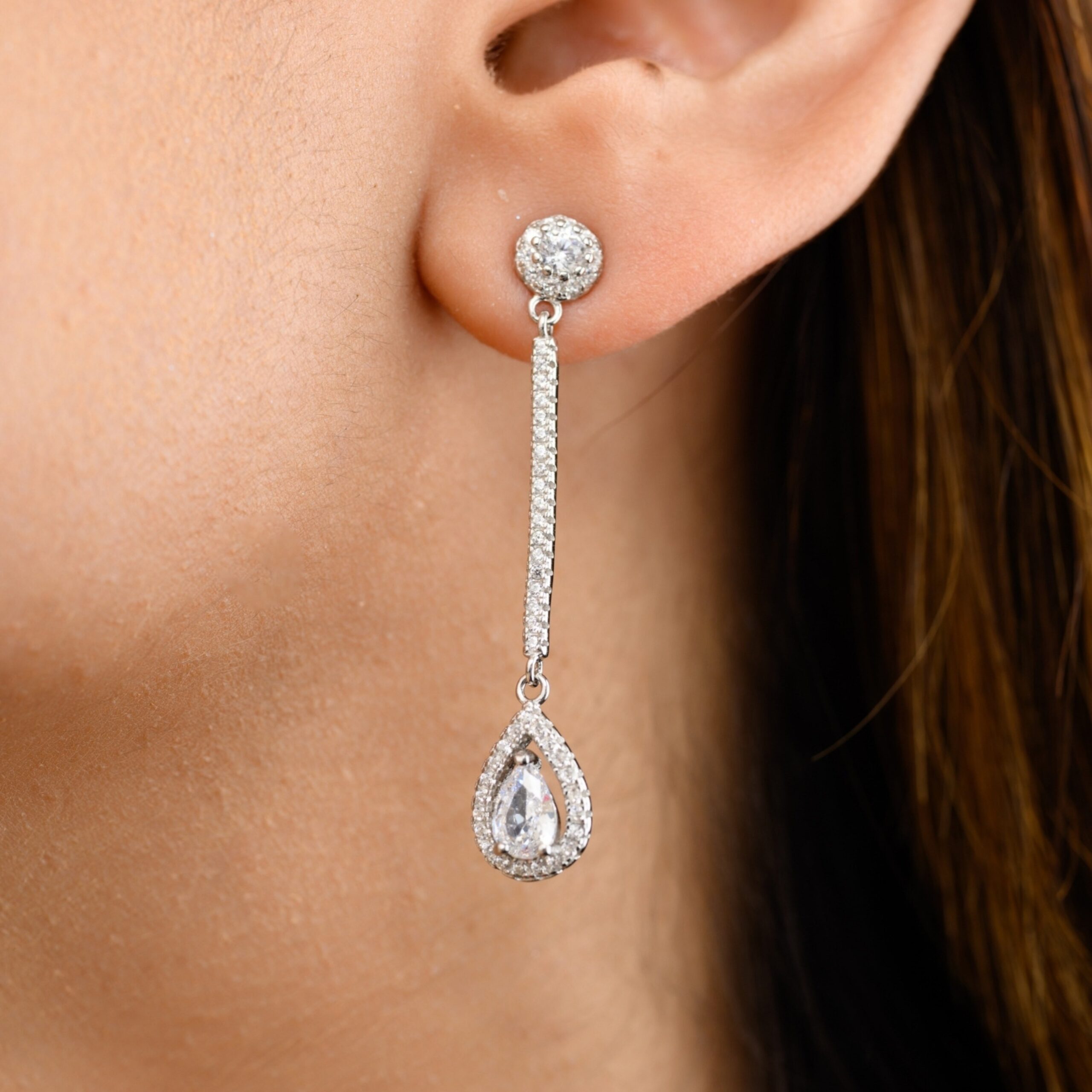 Teardrop Diamond Dangle Earrings