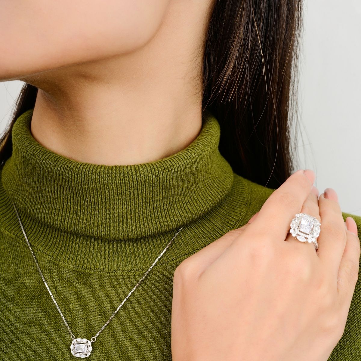 Emerald Cut Diamond Jewelry Set