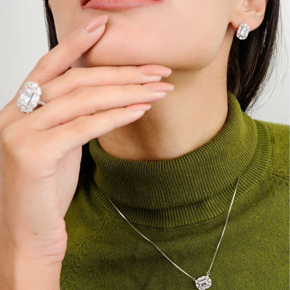 Emerald Cut Diamond Jewelry Set