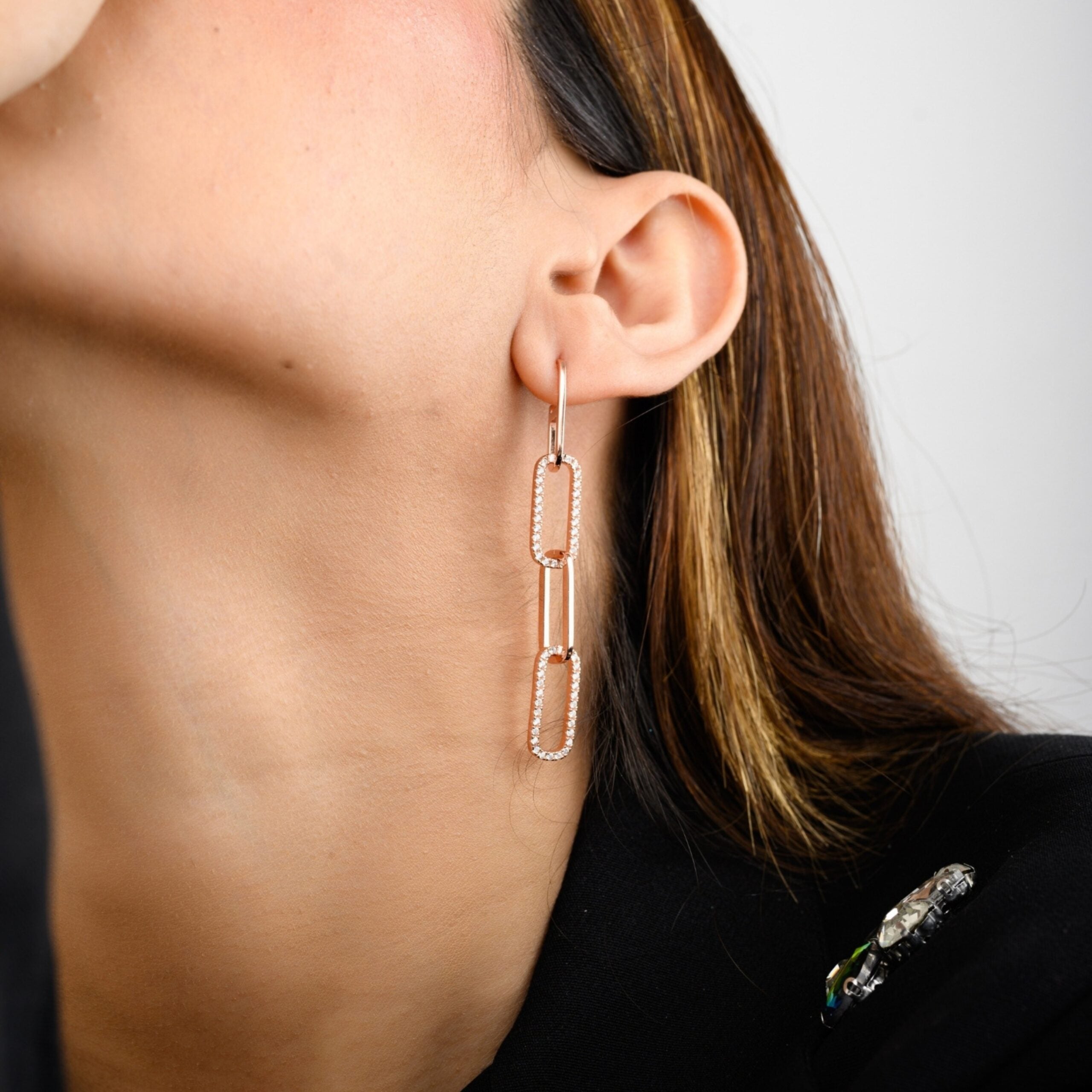 Elegant Paperclip Shape Link Chain Earrings