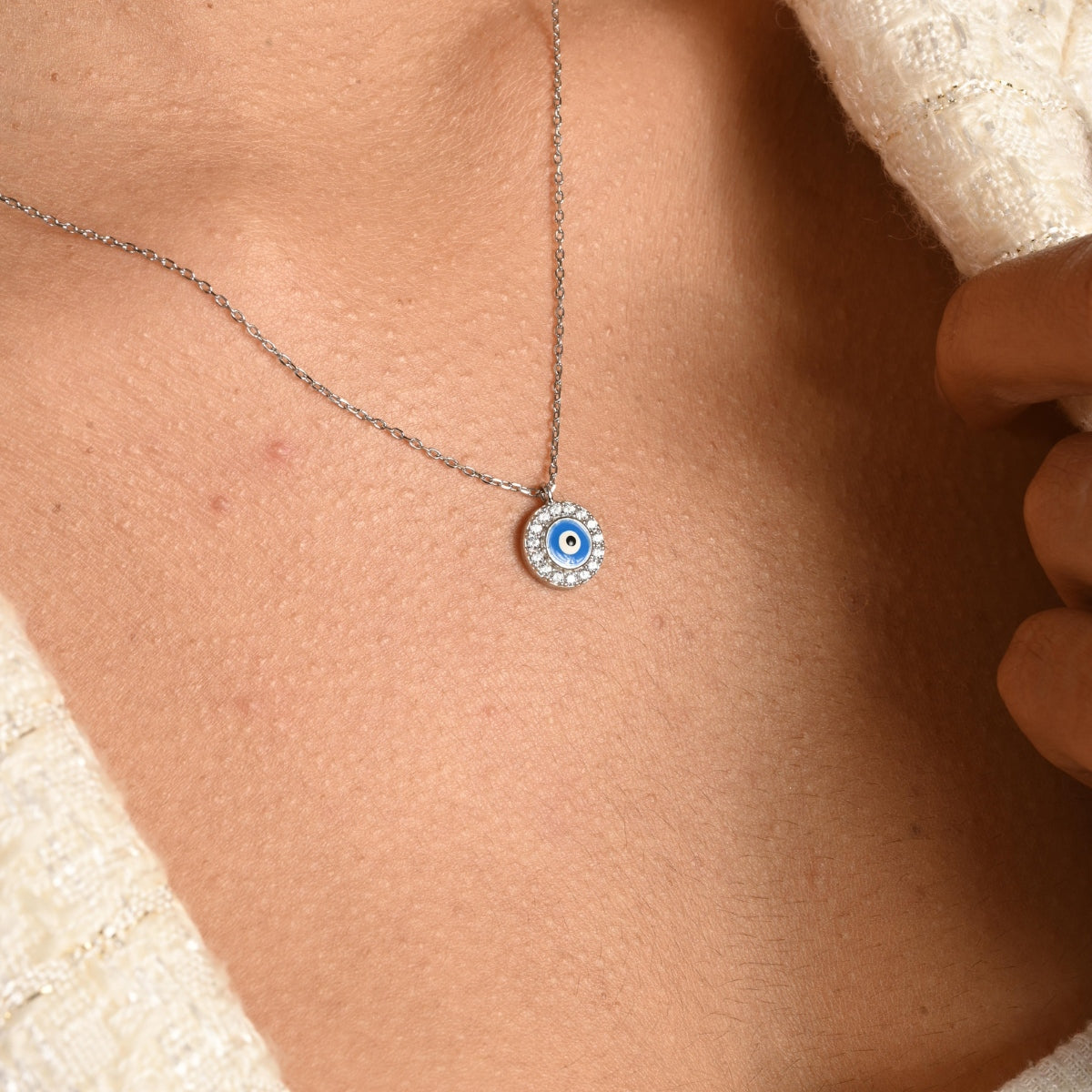 Blue Evil Eye Necklace - 925 Silver Charm for Luck and Protection