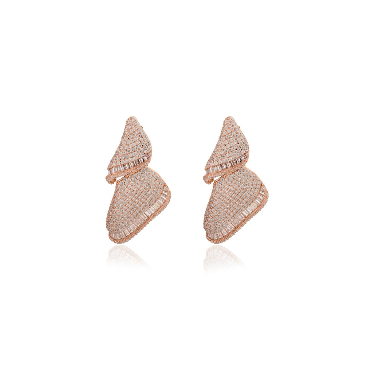 Rose gold Leaf Drop Stud Earrings