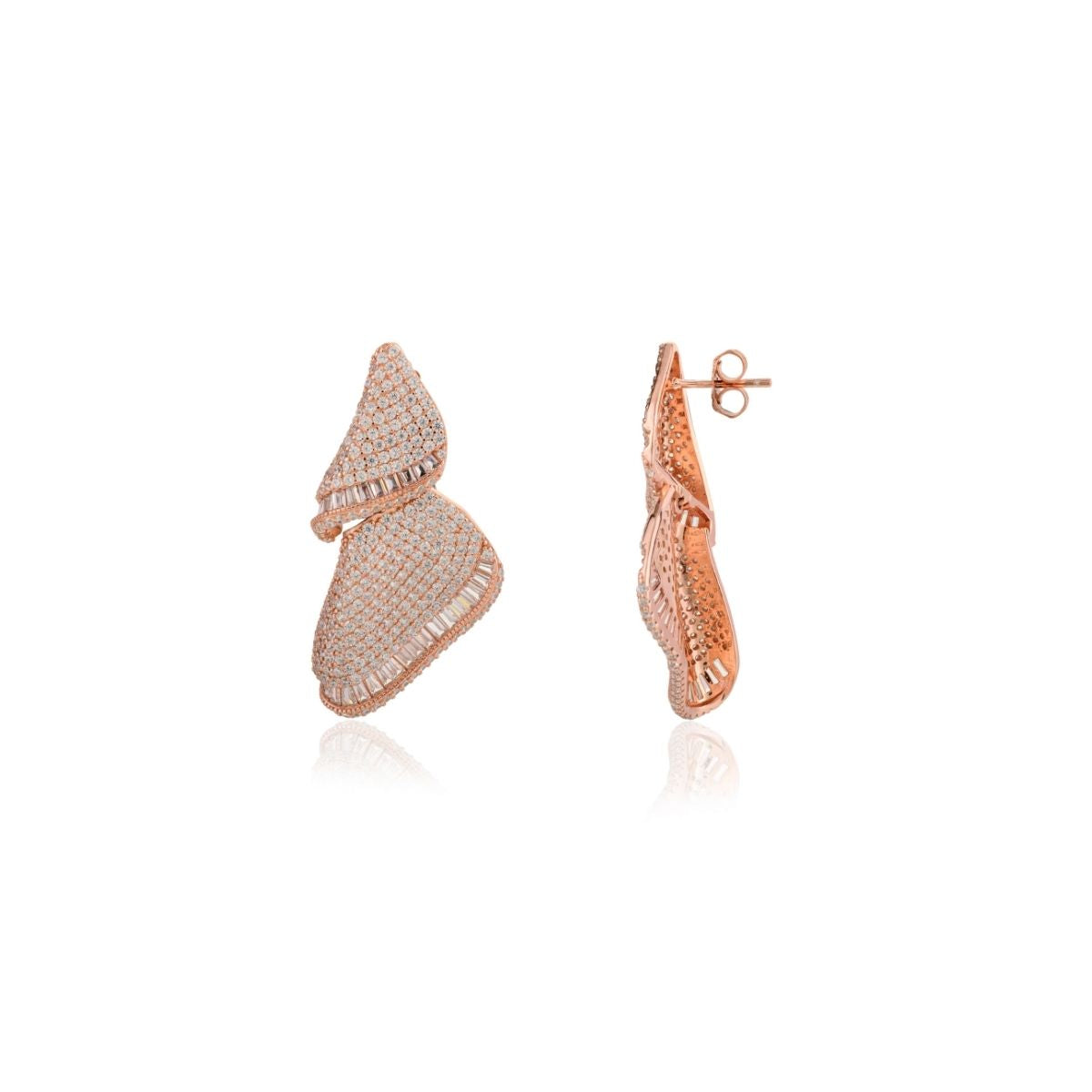 Rose gold Leaf Drop Stud Earrings