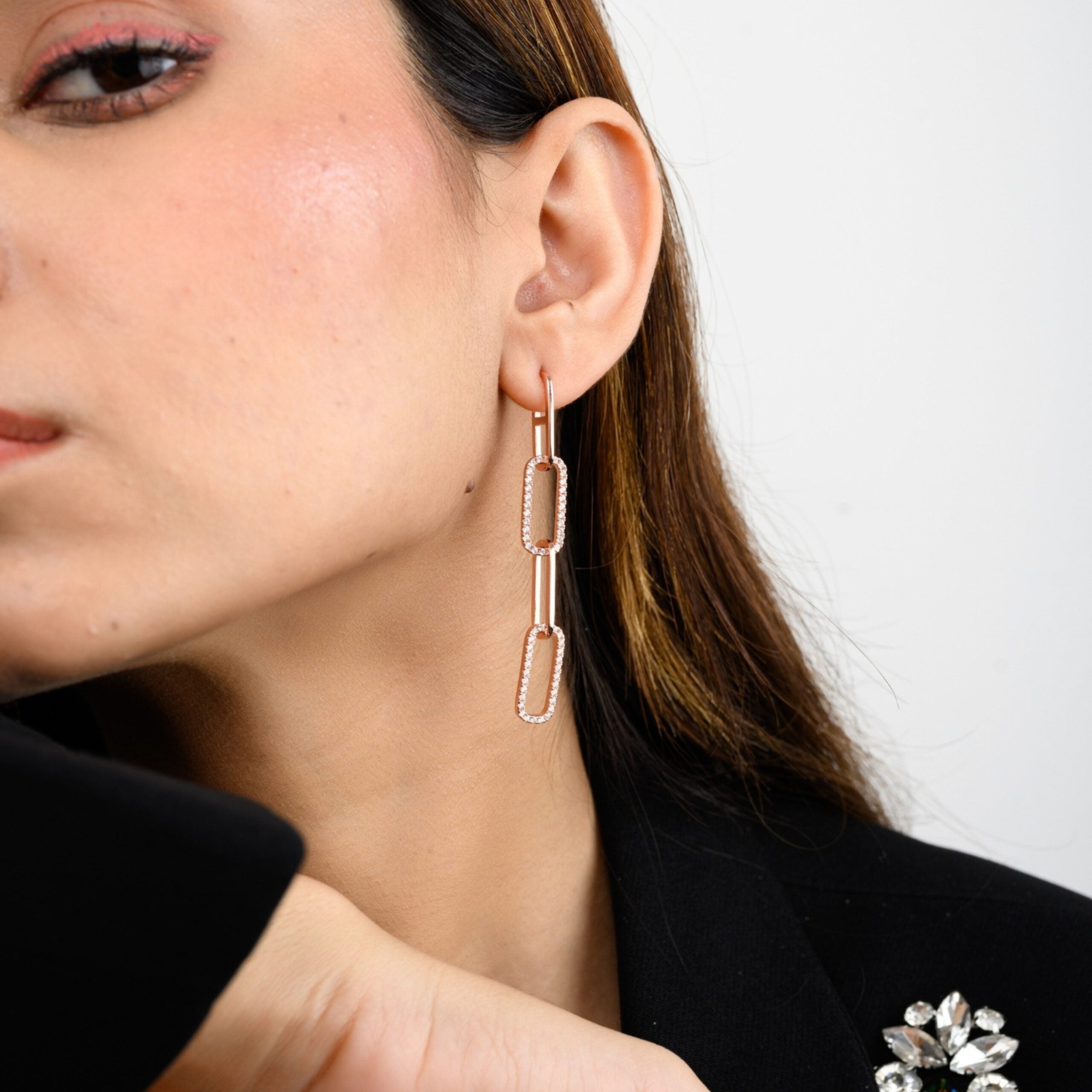 Elegant Paperclip Shape Link Chain Earrings