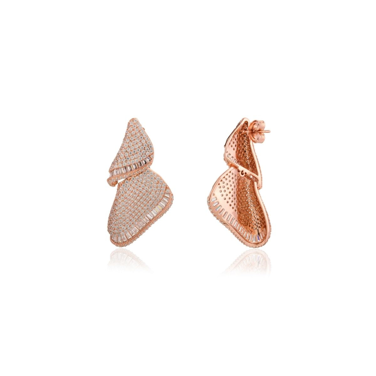 Rose gold Leaf Drop Stud Earrings