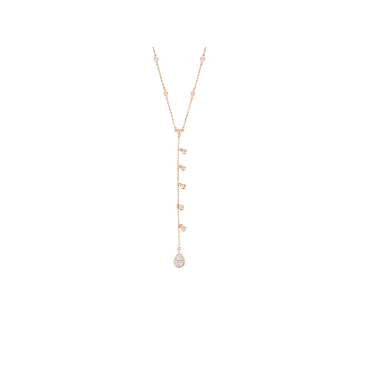 925 Silver Cz Diamonds Drop Y Necklace