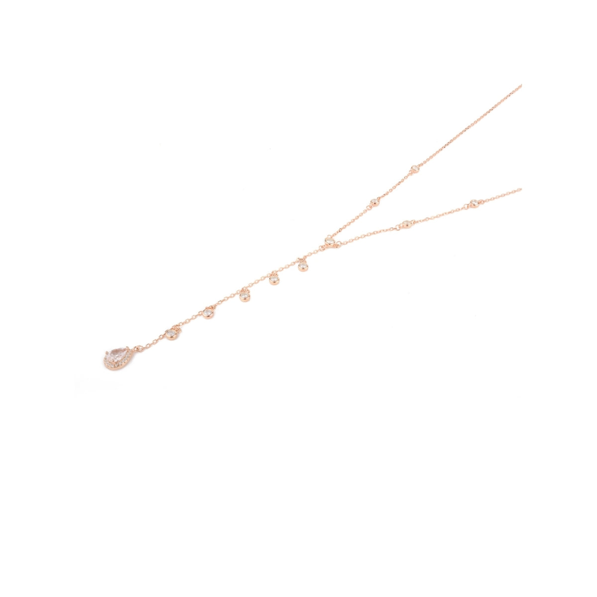 925 Silver Cz Diamonds Drop Y Necklace