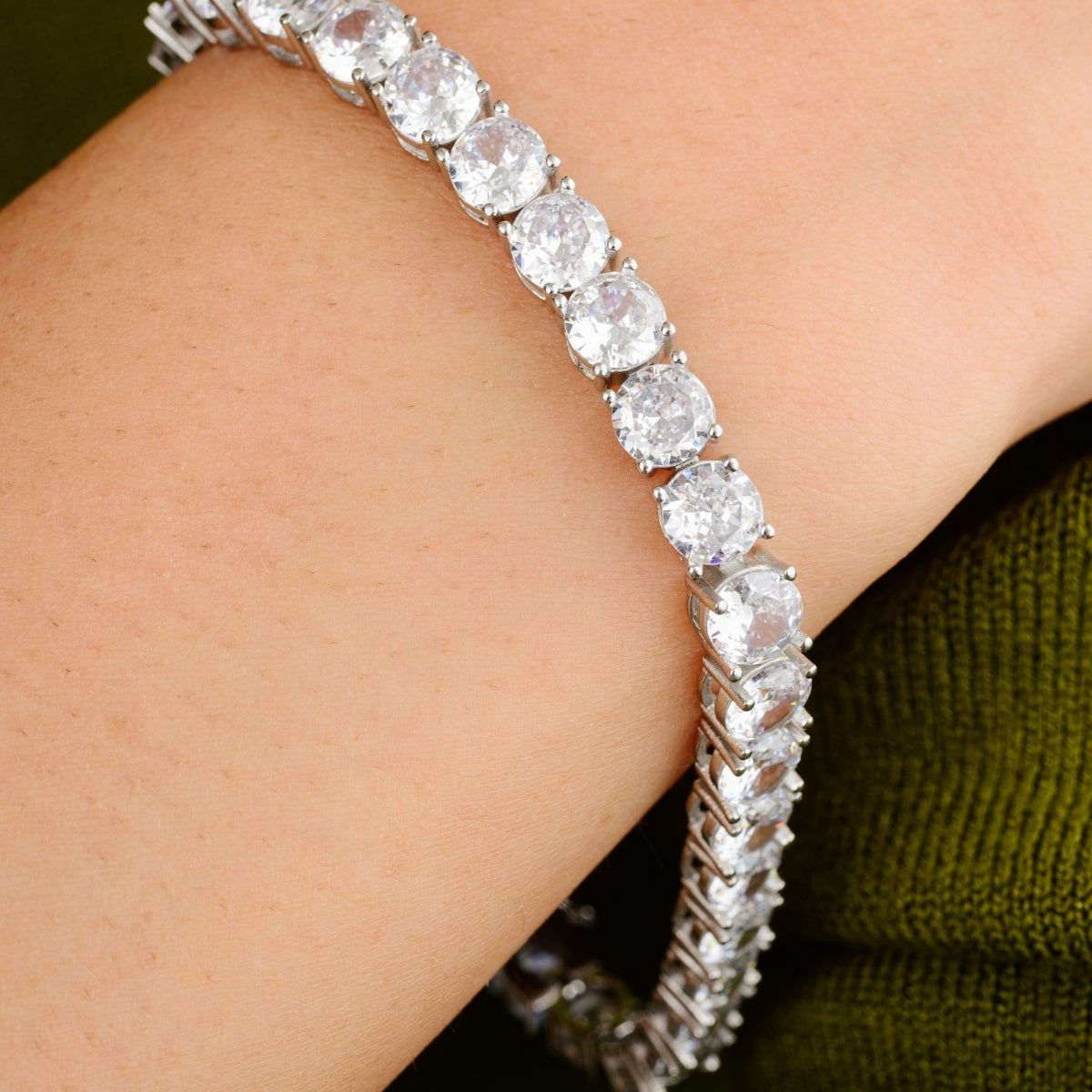 925 Silver Cz Diamonds Prong Setting Tennis Bracelet for Women