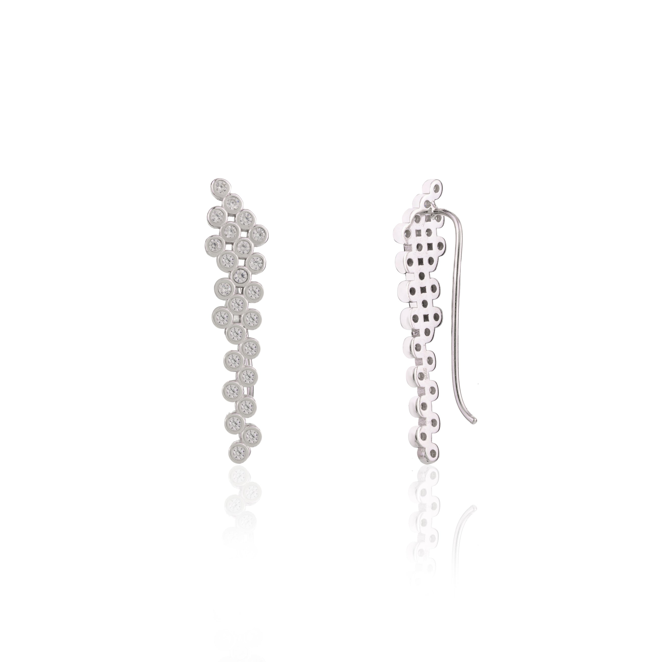 925 Silver Ear Cuffs with Elegant Round Bezel Set CZ Diamonds