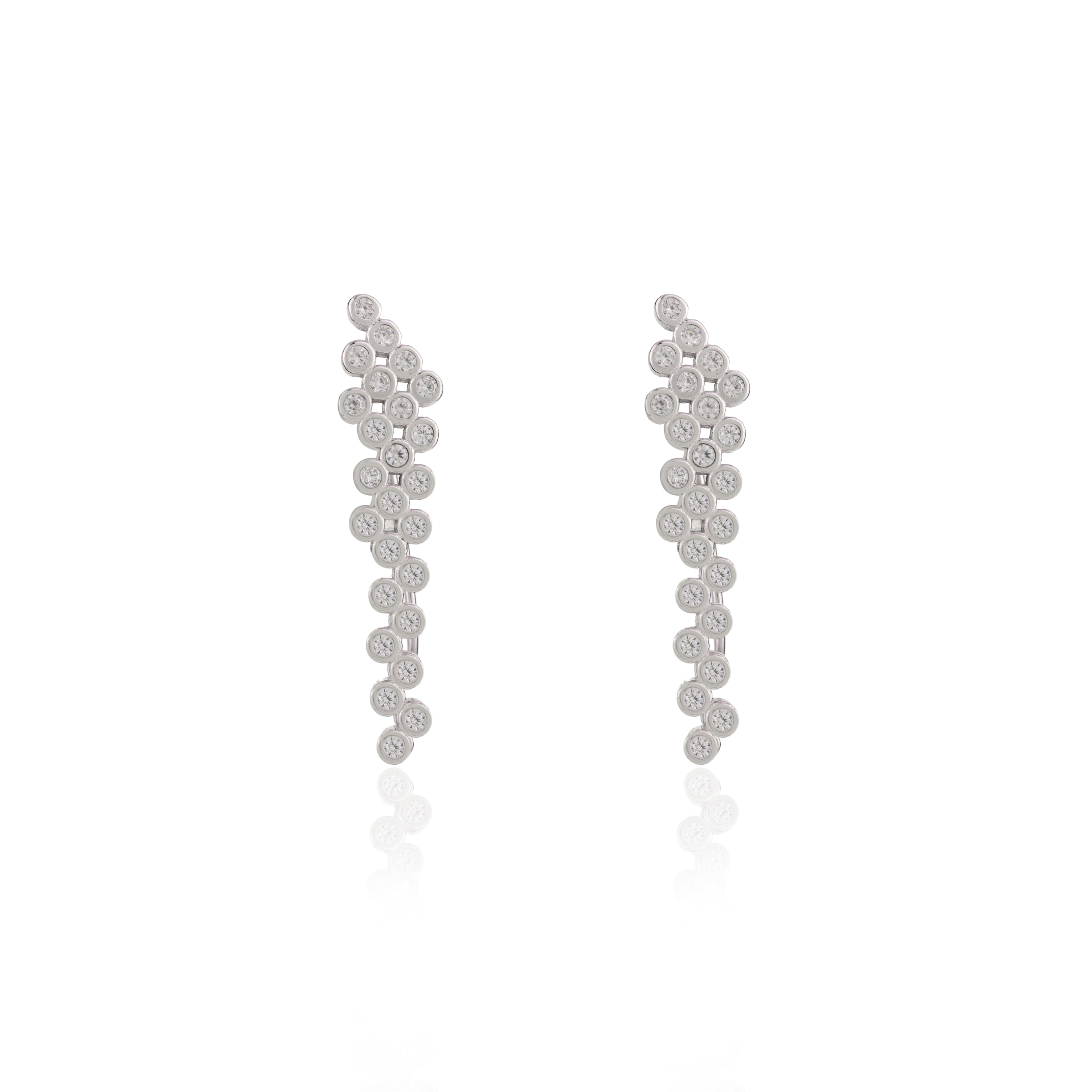 925 Silver Ear Cuffs with Elegant Round Bezel Set CZ Diamonds