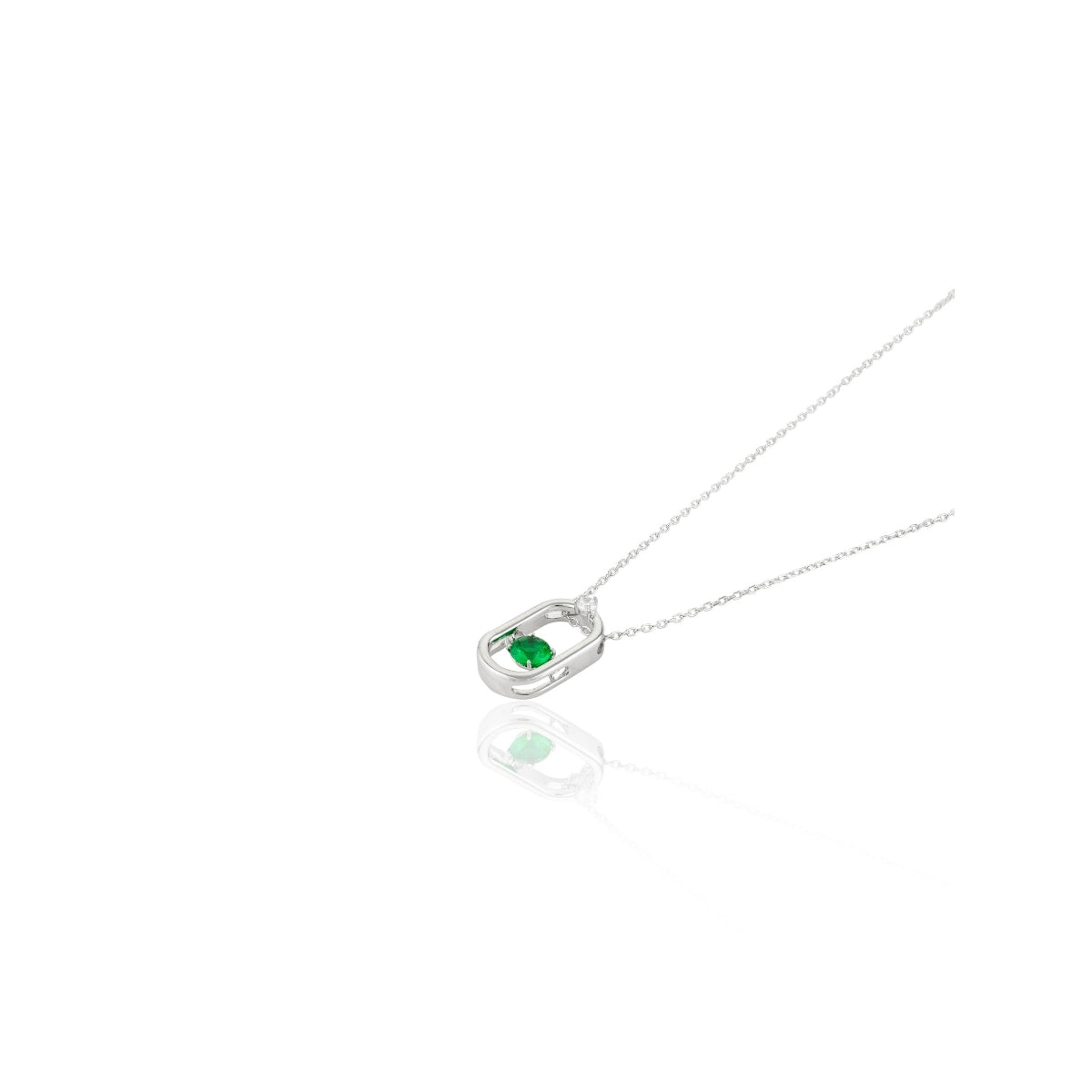 925 Silver Emerald Green CZ Diamond Pendant Charm Necklace