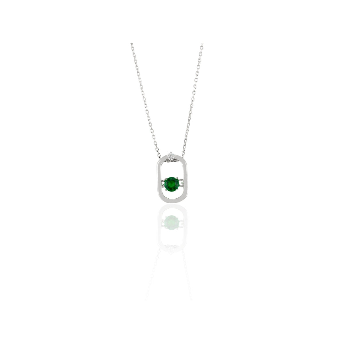 925 Silver Emerald Green CZ Diamond Pendant Charm Necklace