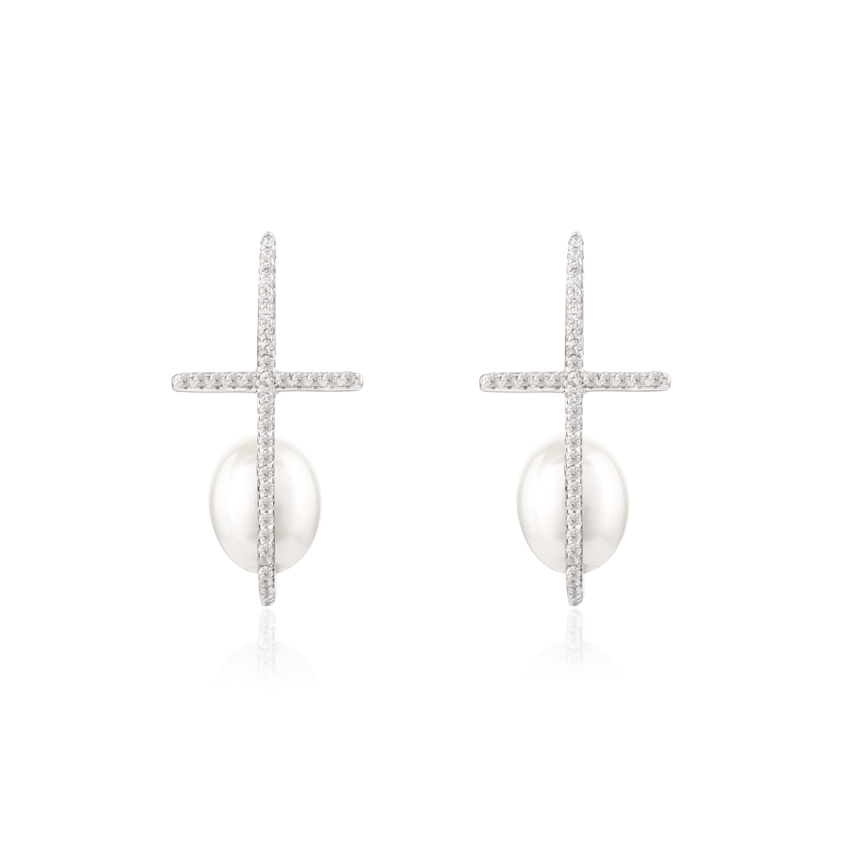 925 Silver Freshwater Pearl Drop Earrings