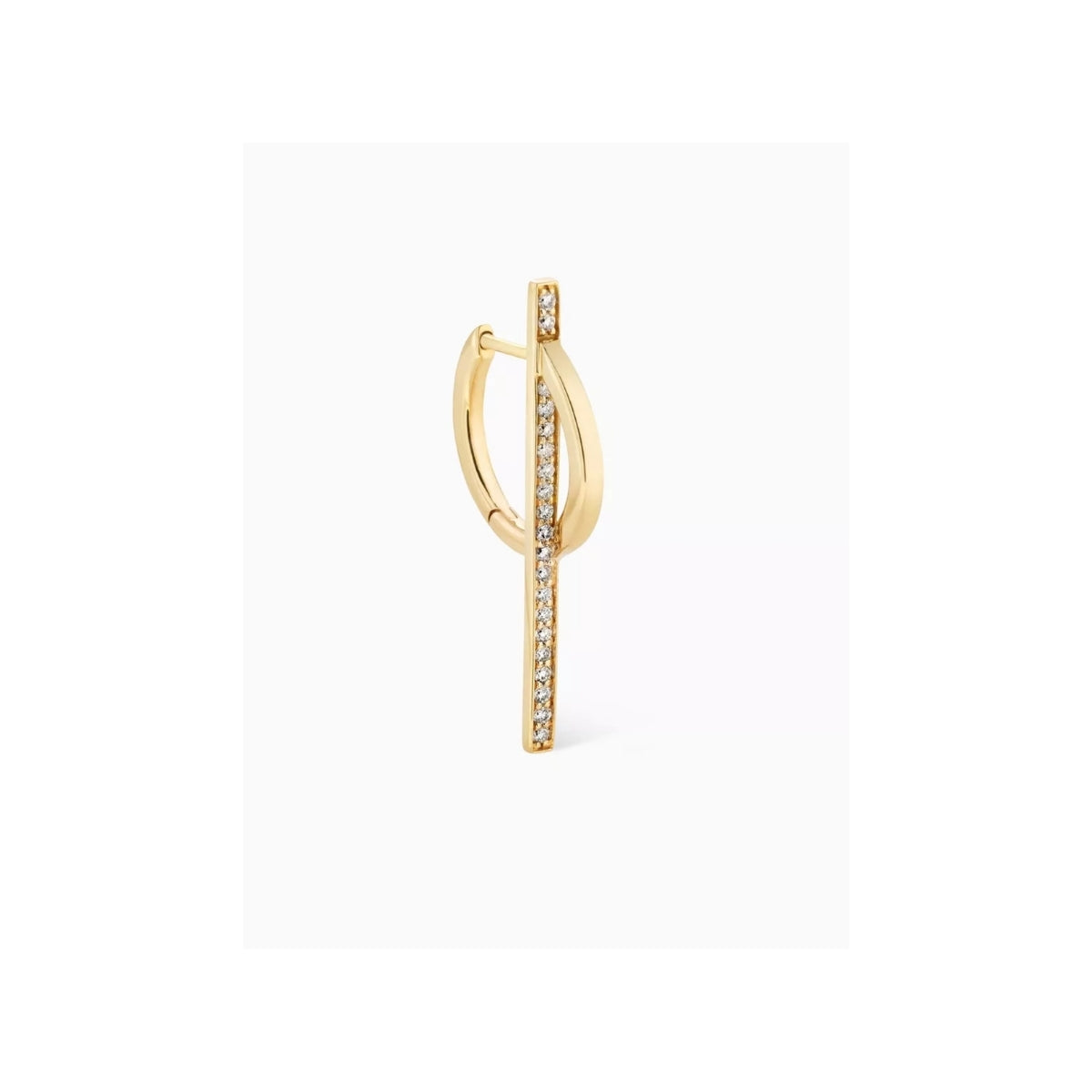925 Silver Hoop Earrings with Moving Gold Bar Charms