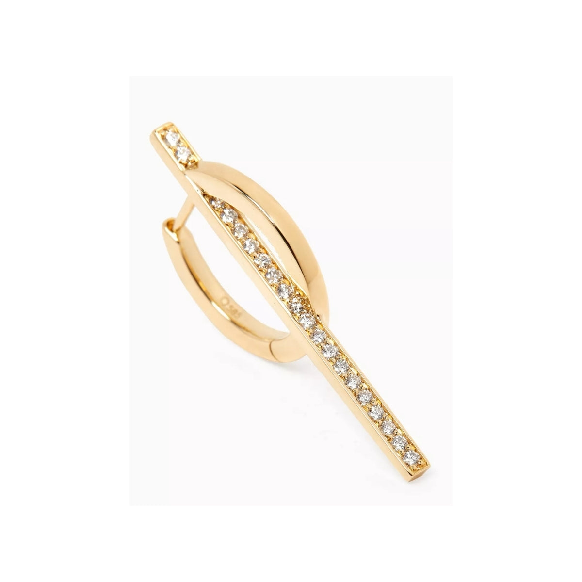 925 Silver Hoop Earrings with Moving Gold Bar Charms