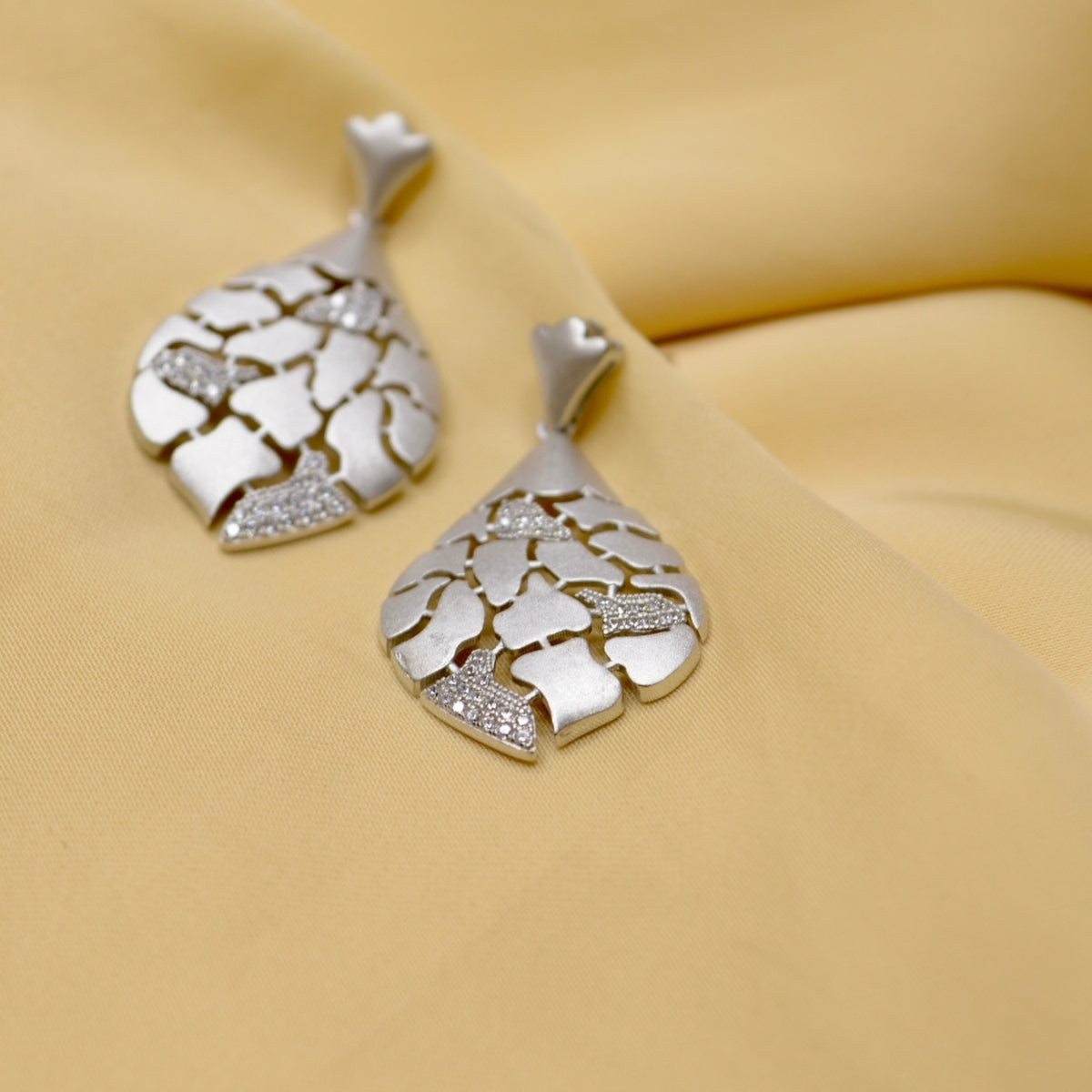 925 Silver Leaf Pendant Necklace with Earrings