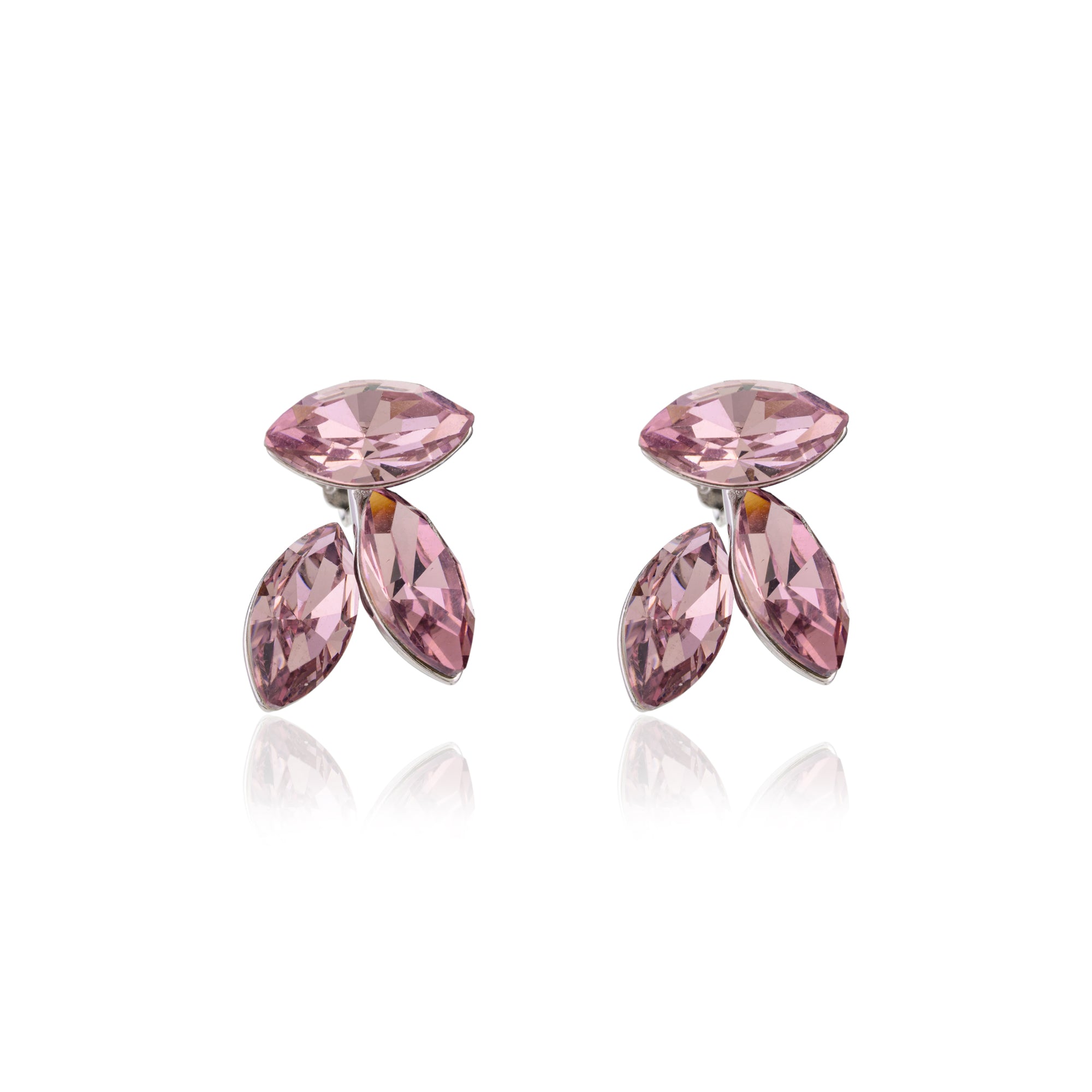 925 Silver Light Pink Marquise Stud Earrings