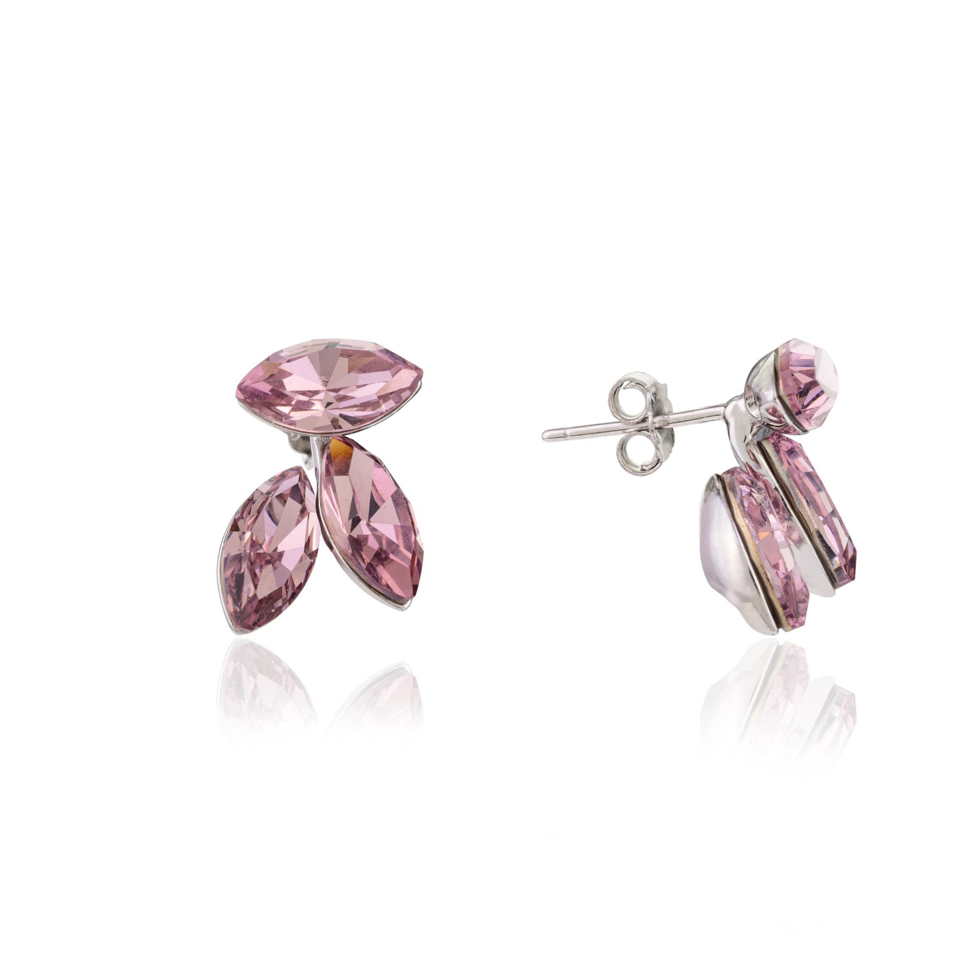 925 Silver Light Pink Marquise Stud Earrings