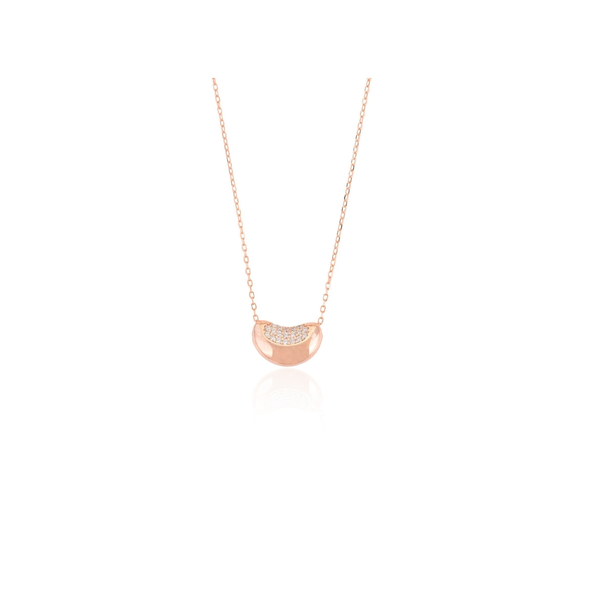 925 Silver Necklace with Stunning Rose Gold Bean Cashew Pendant