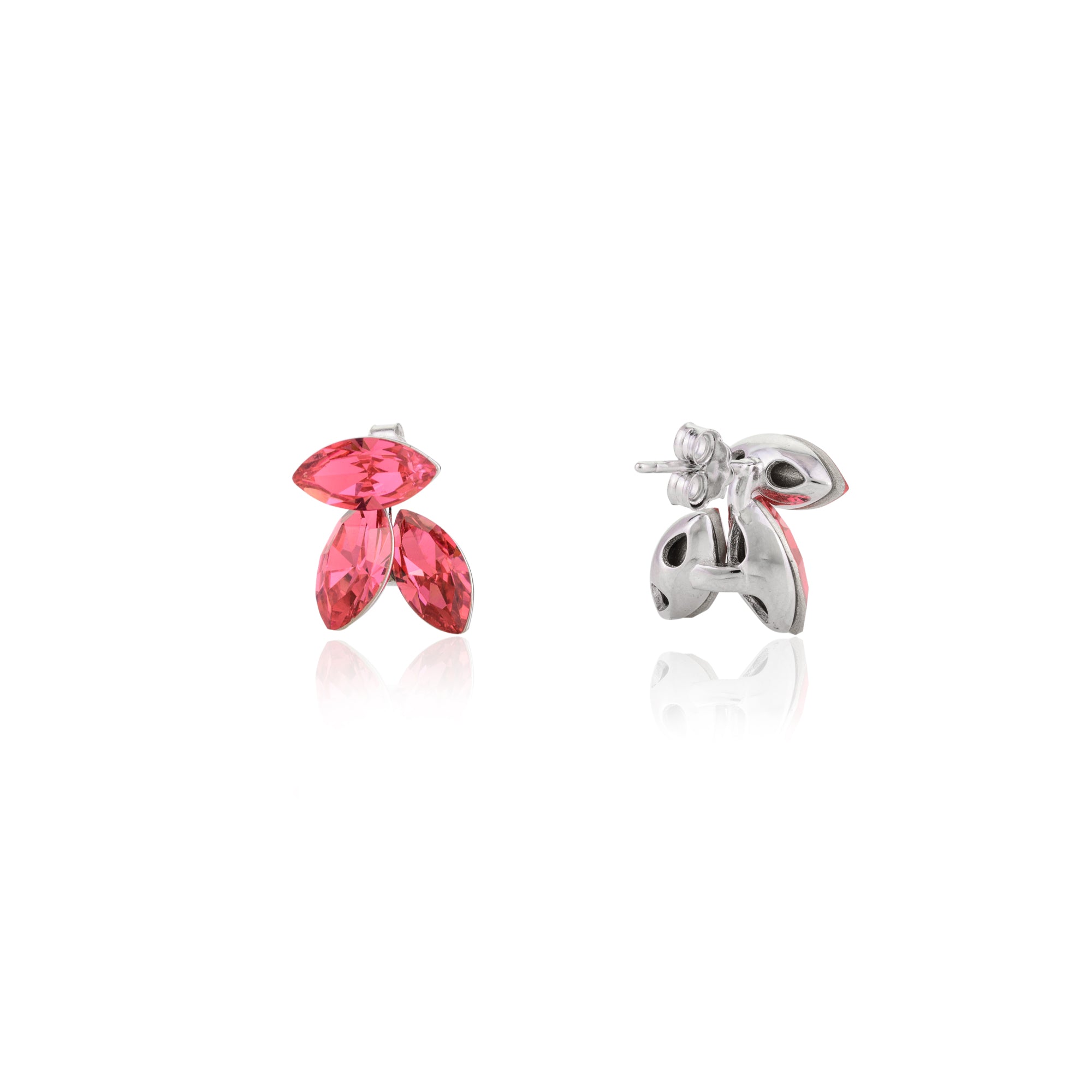 925 Silver Pink Crystal Stud Earrings