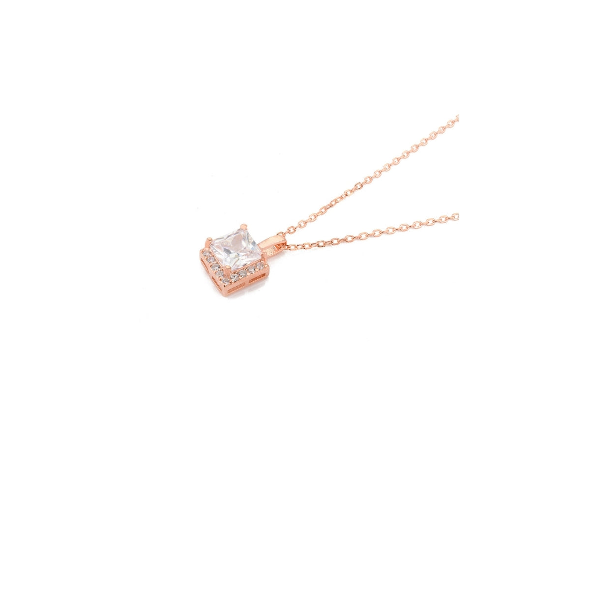 925 Silver Square Diamond Pendant Necklace
