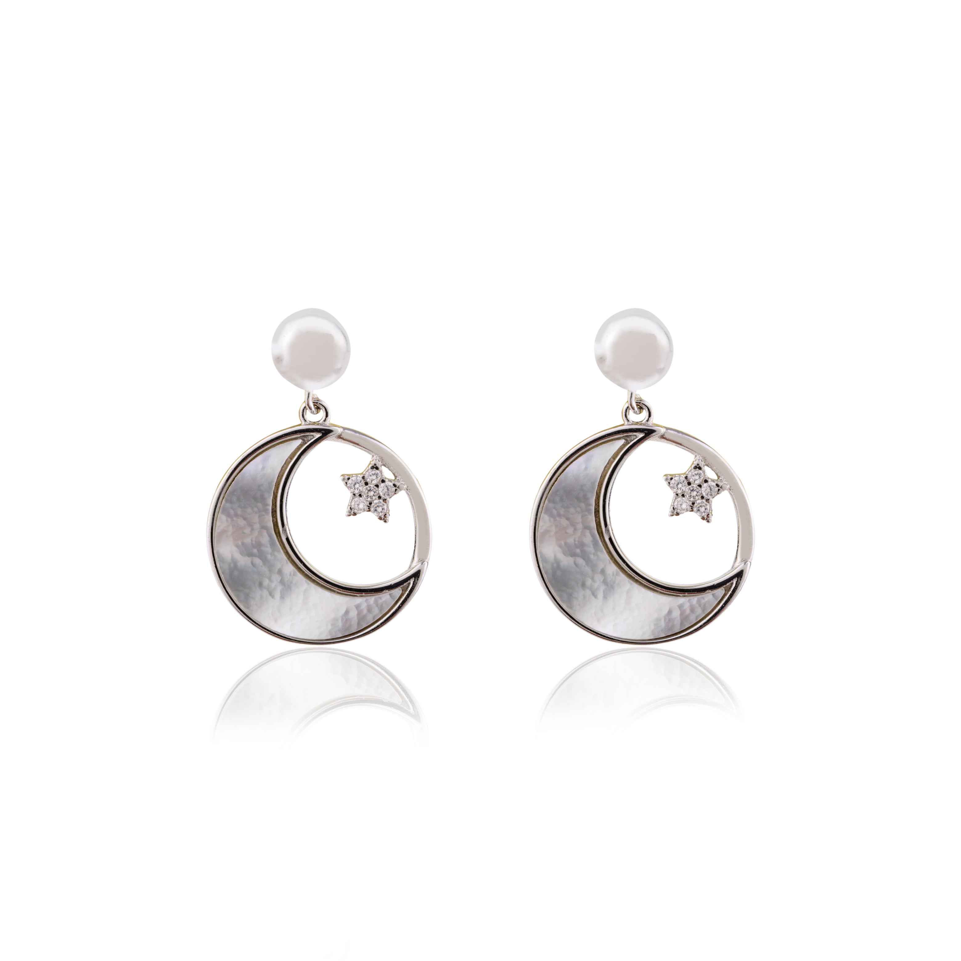 925 Silver Star & Moon Charm Earrings