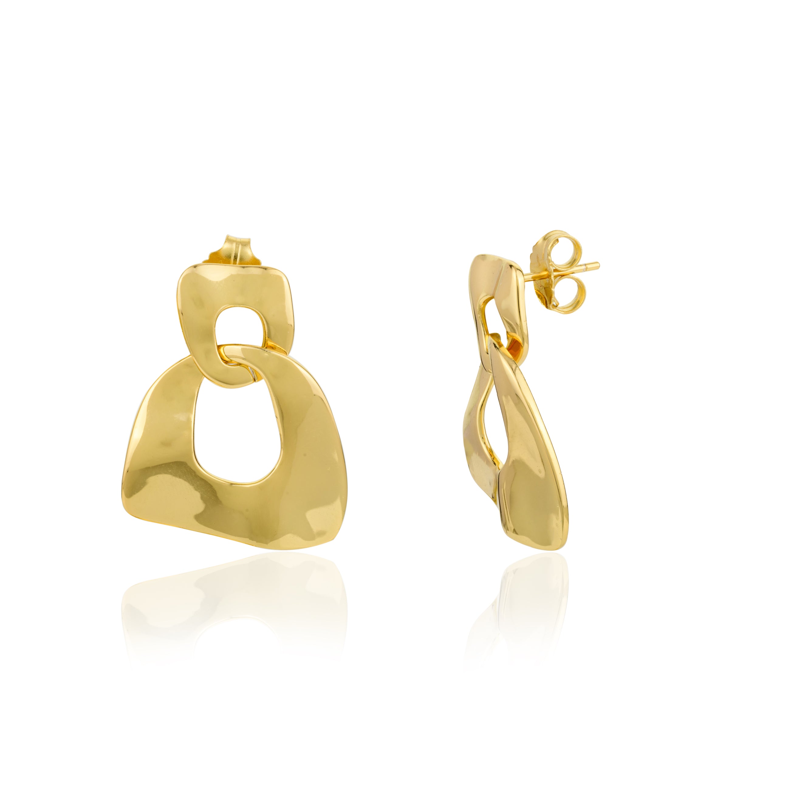 Antique Gold Finish Twisted Stud Earrings in 925 Silver