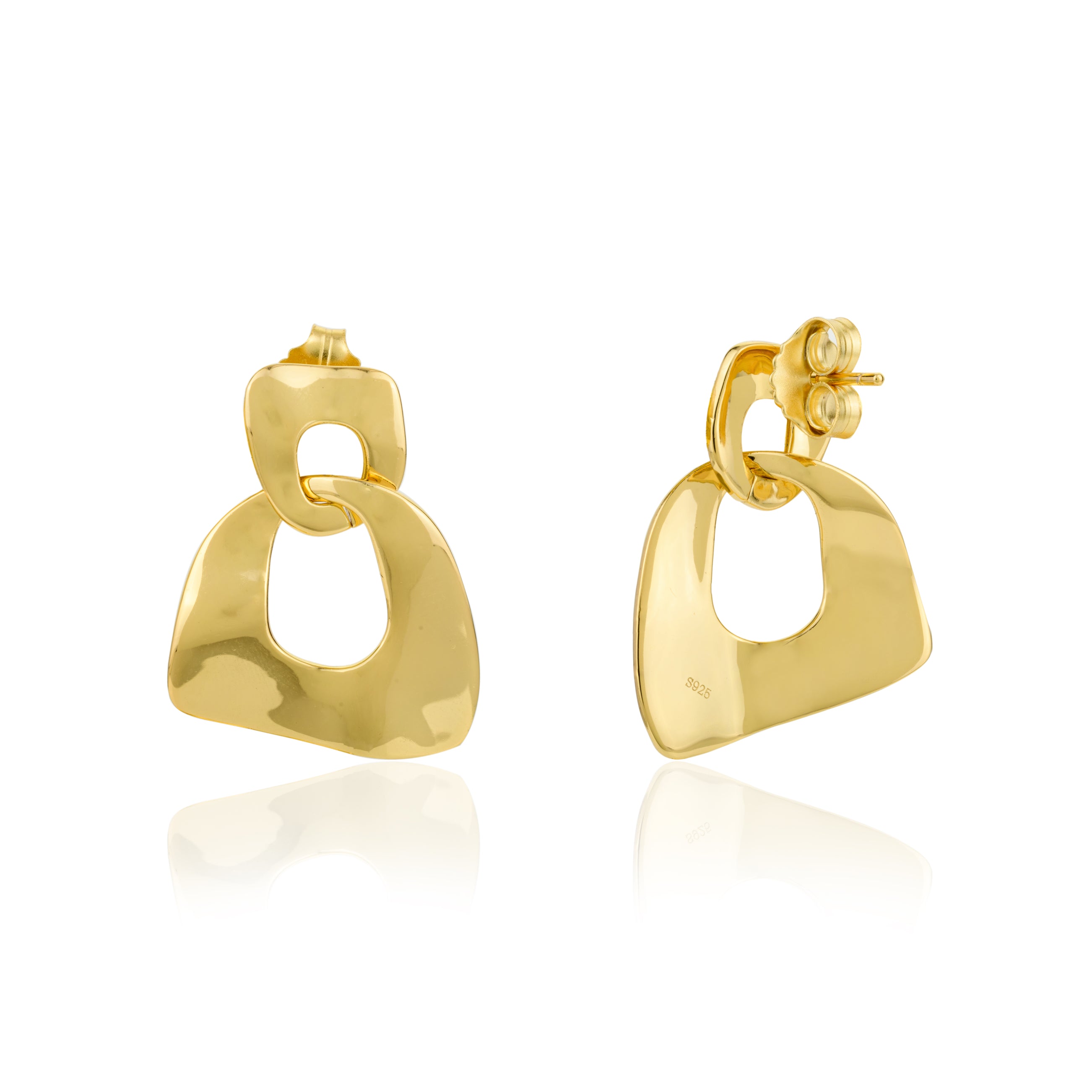 Antique Gold Finish Twisted Stud Earrings in 925 Silver