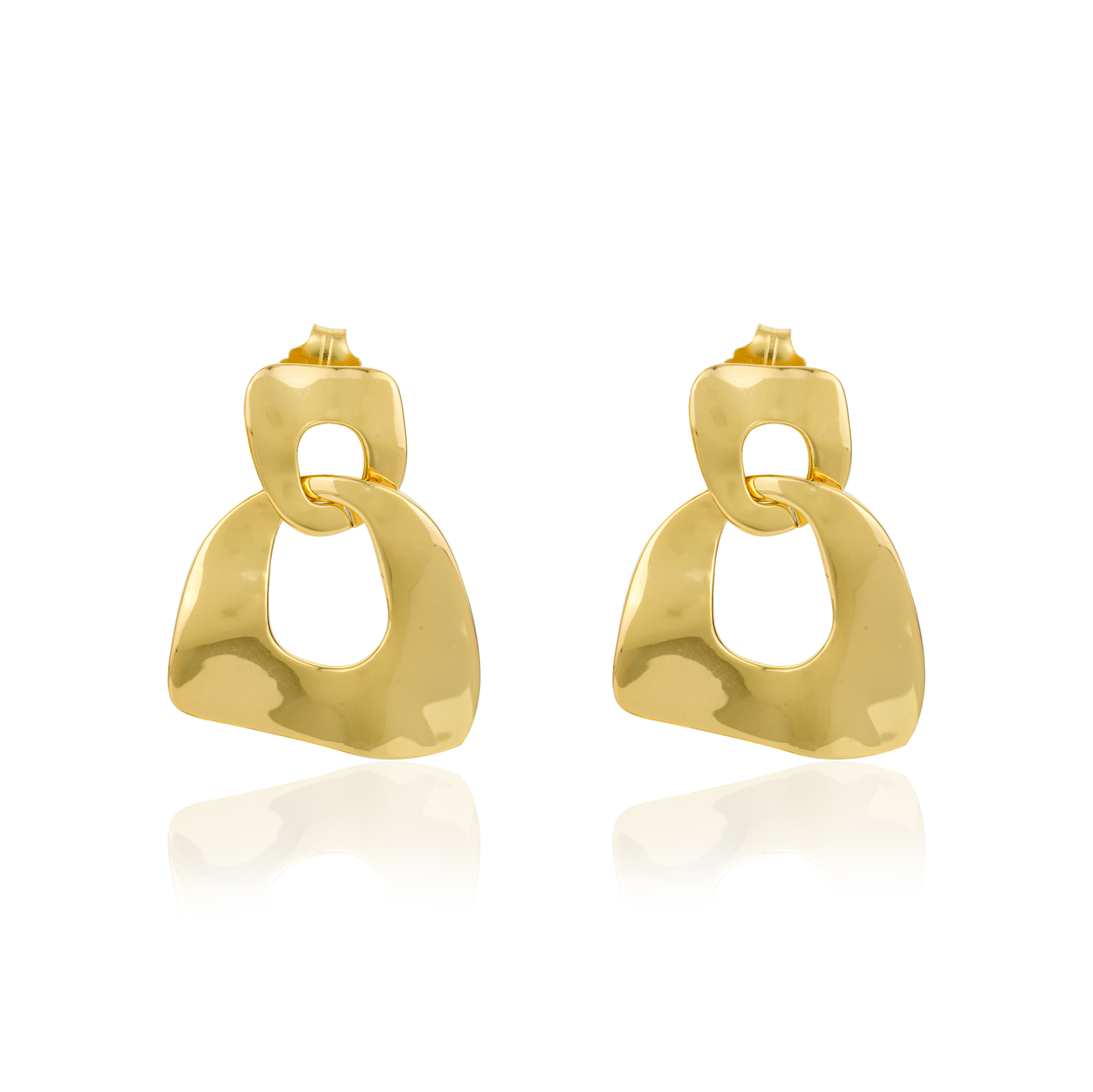 Antique Gold Finish Twisted Stud Earrings in 925 Silver