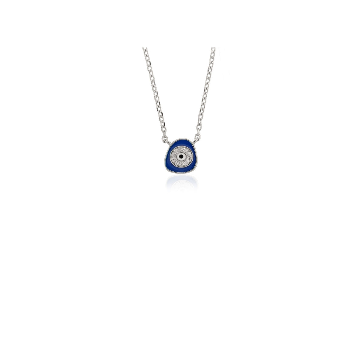 Blue Evil Eye Protection Silver Necklace for Women